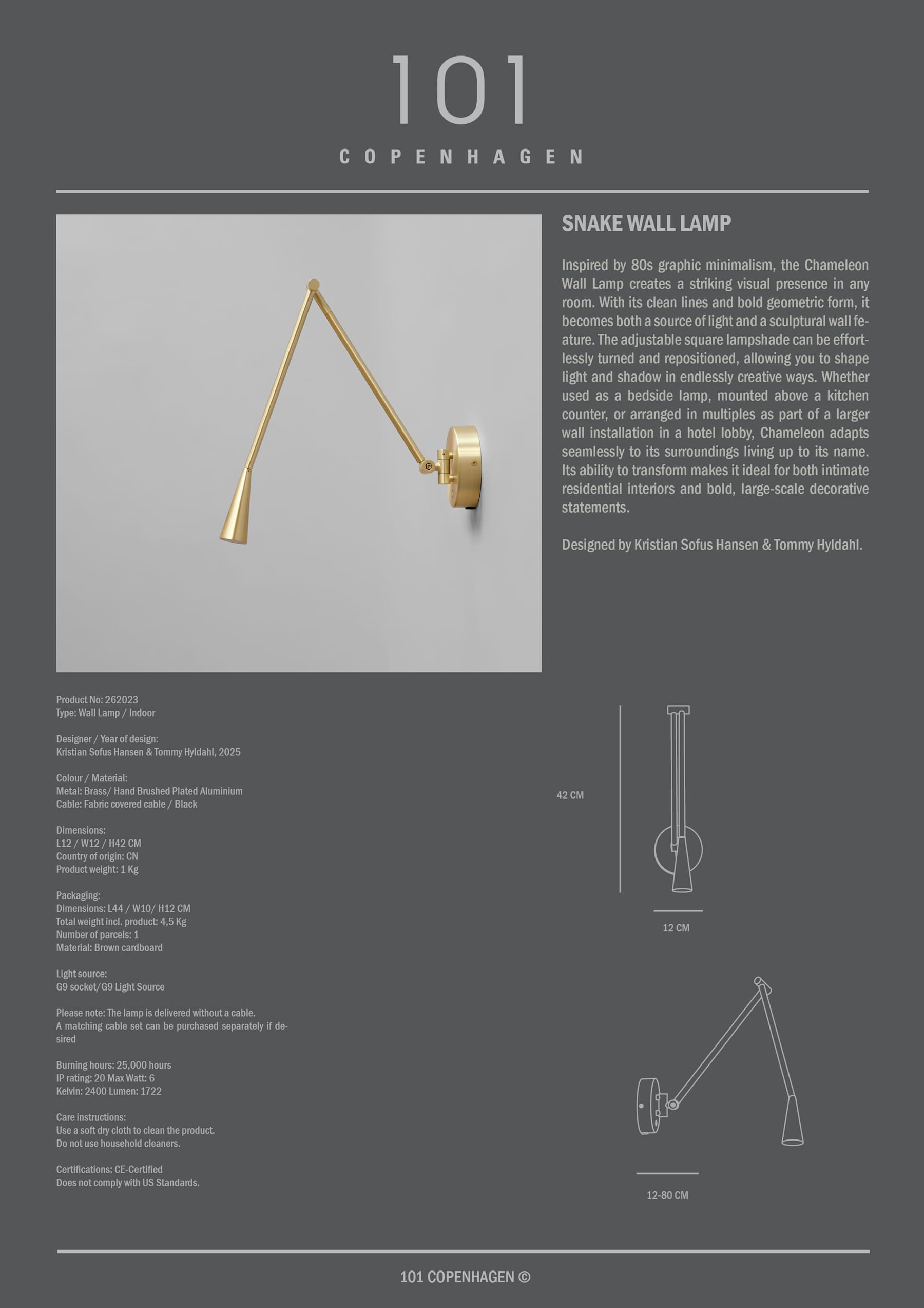 Snake Wall Lamp - Brass