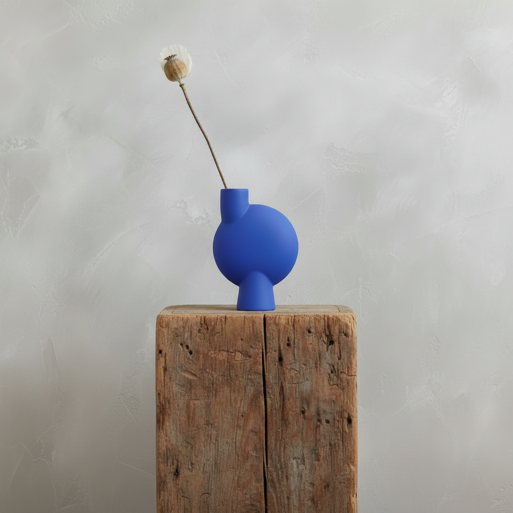 Sphere Vase Bubl – Creamy Ivory Limewash Wall