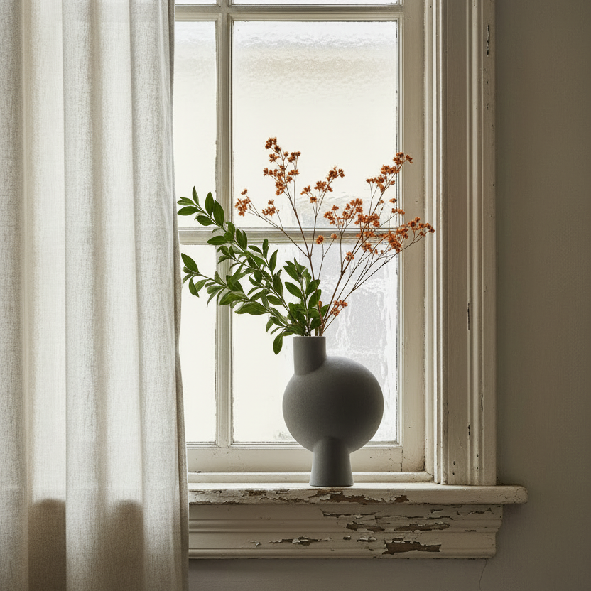 Sphere Vase Bubl with Dried Botanicals