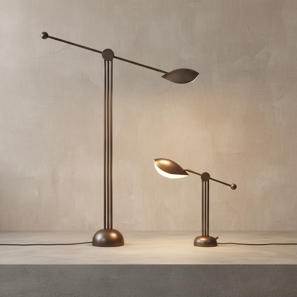 Stingray Table Light pair with limewash backdrop