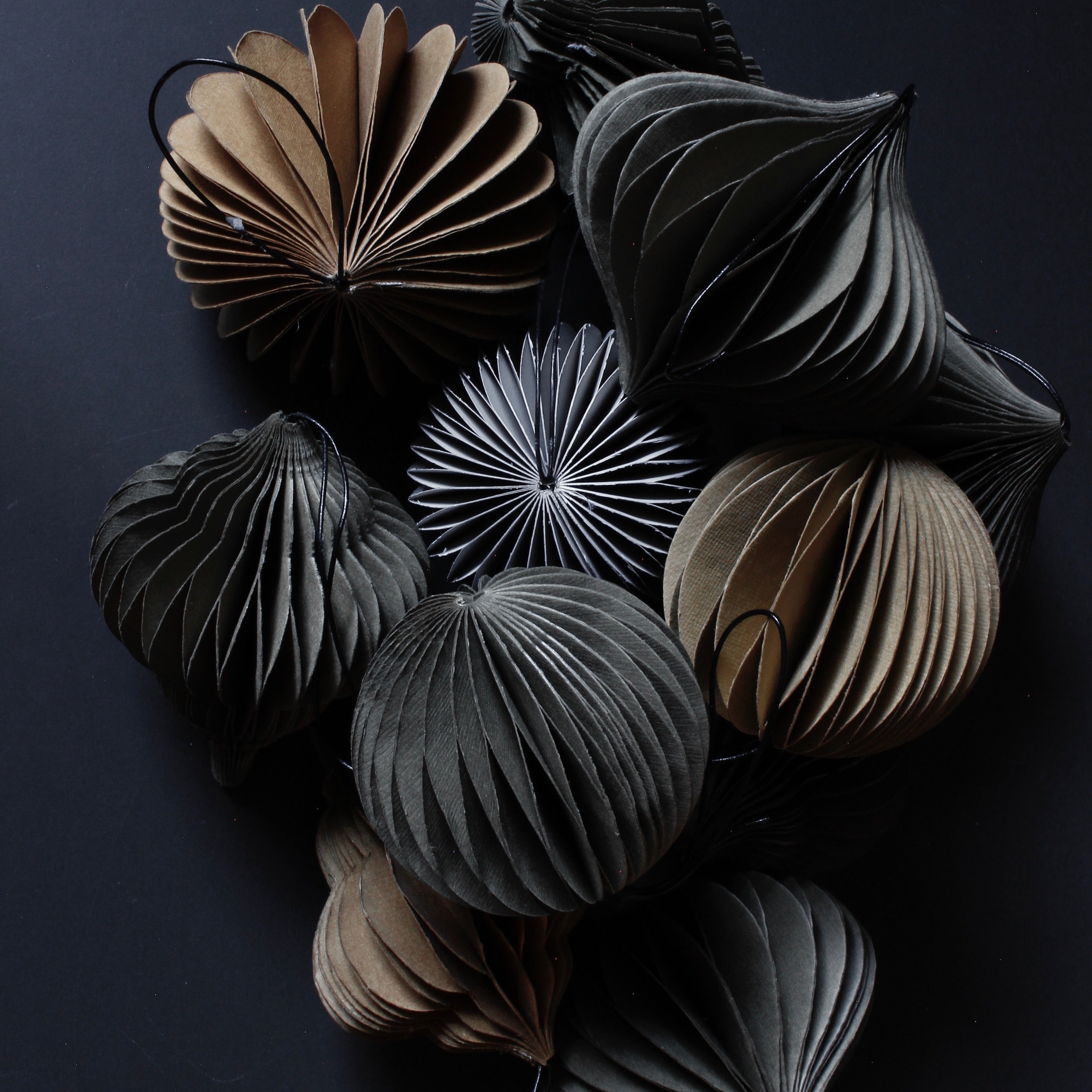 Holiday Ornament - paper onion, midnight blue (set of 6)