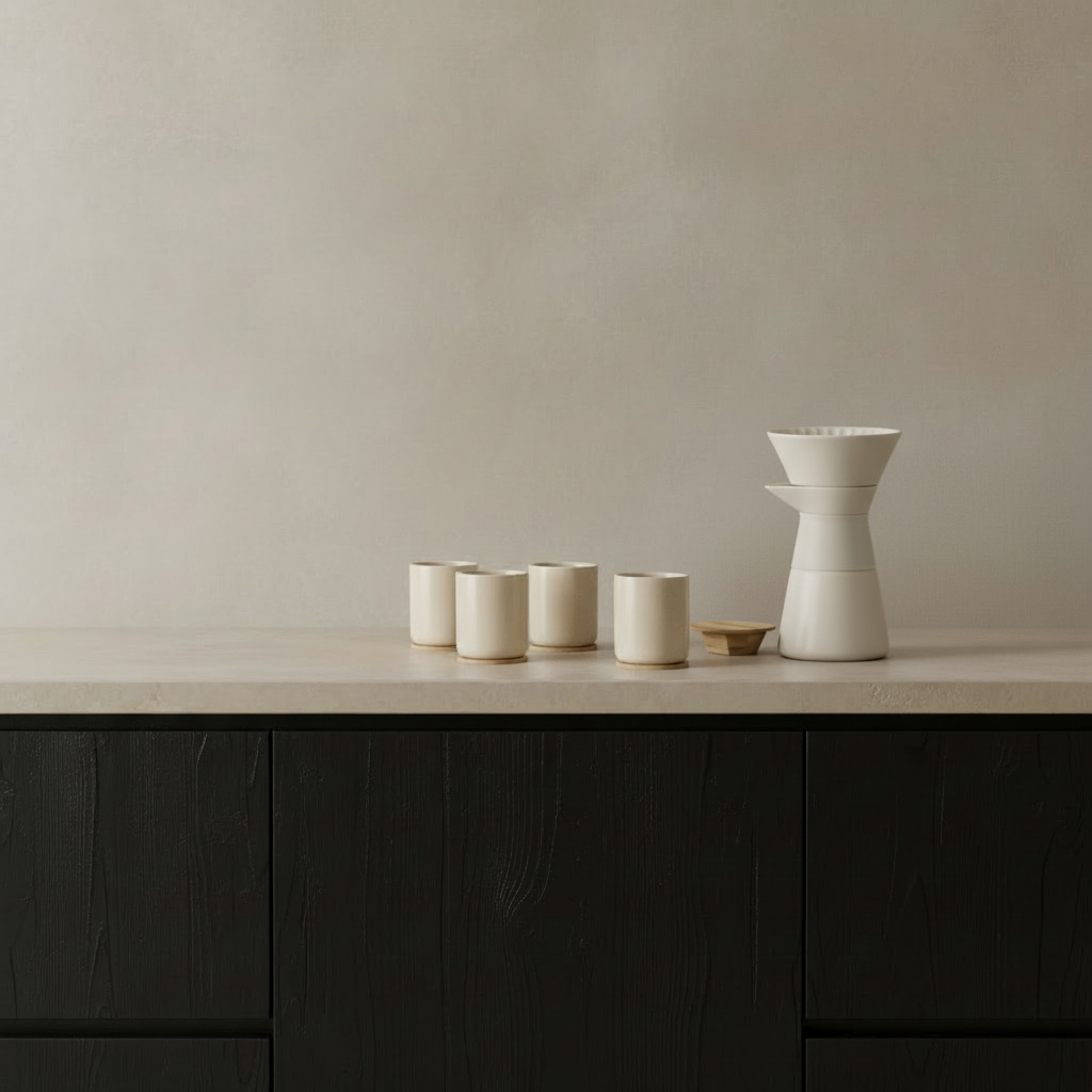 Theo Slow Brewer + Thermo Cups — Limewash Kitchen Scene