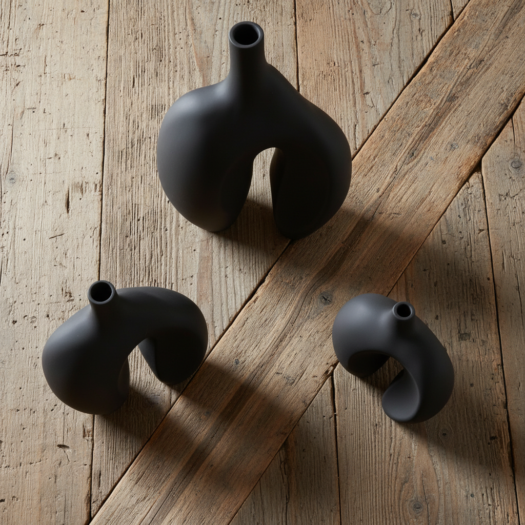 Three Ni Vases on Rustic Barnboard