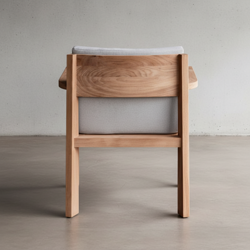 Timme Dining Chair Rear View with Natural Teak Grain