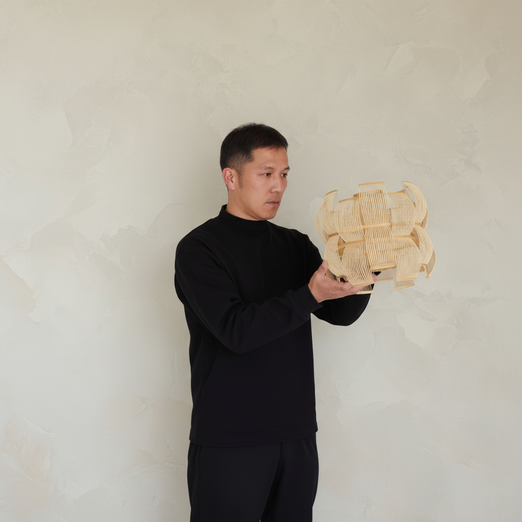 Toshiyuki Tani with SEN light on limewash backdrop
