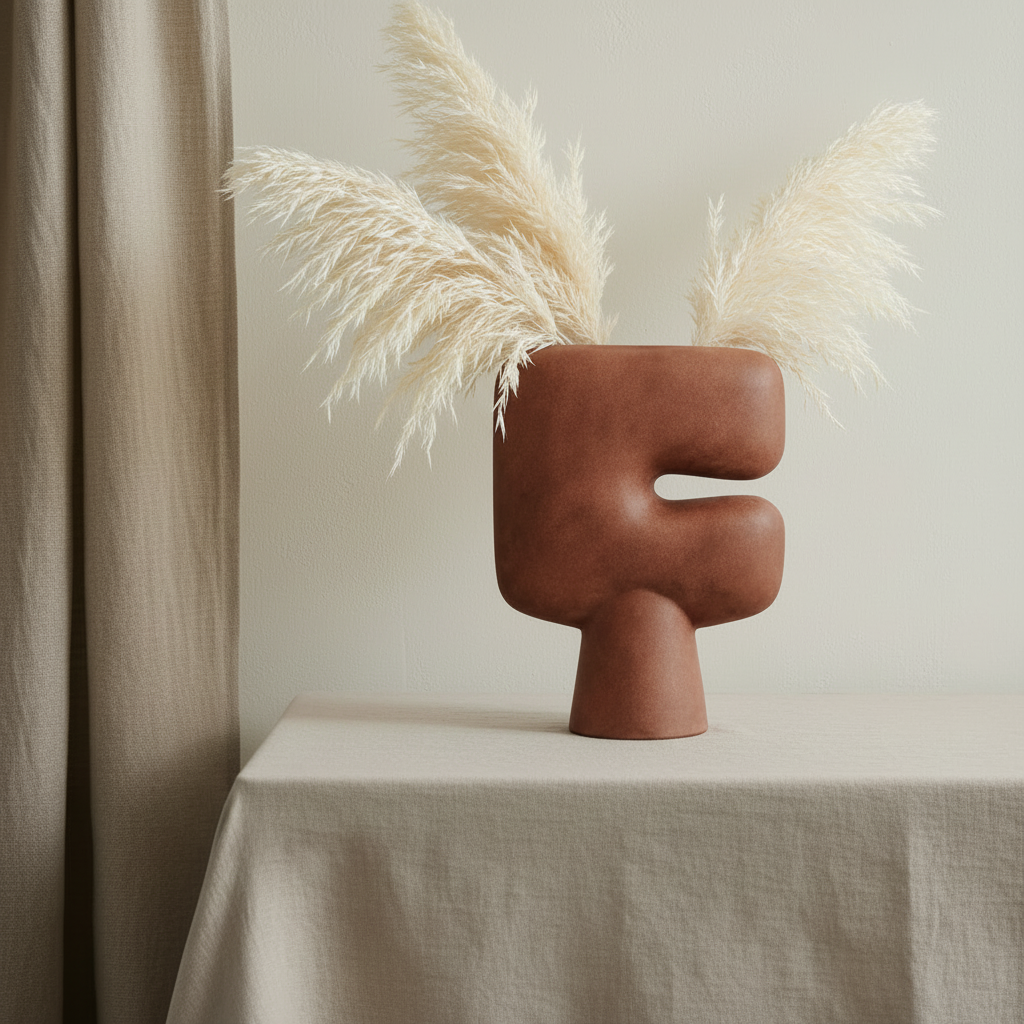 Tribal Vase with pampas grass