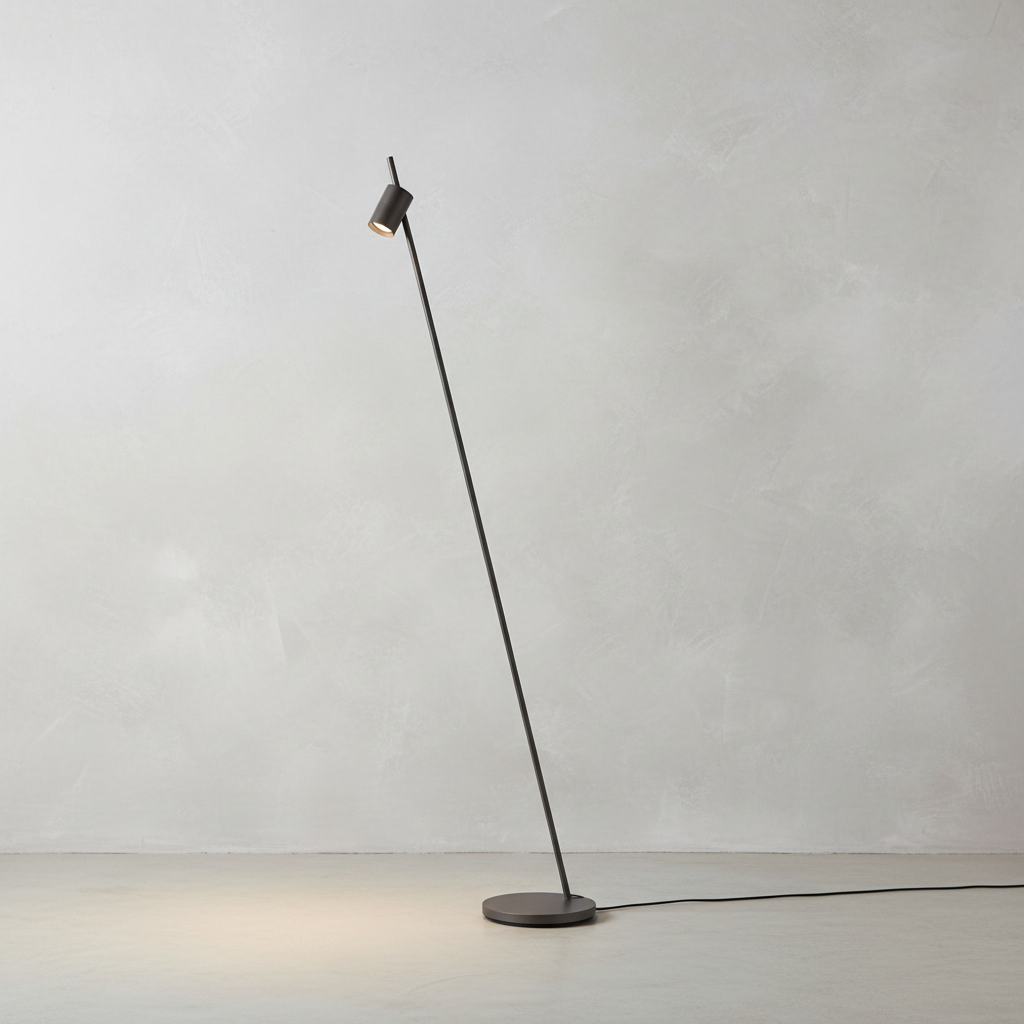 Trizo21 Aude Floor Light gunmetal with rod extending above shade