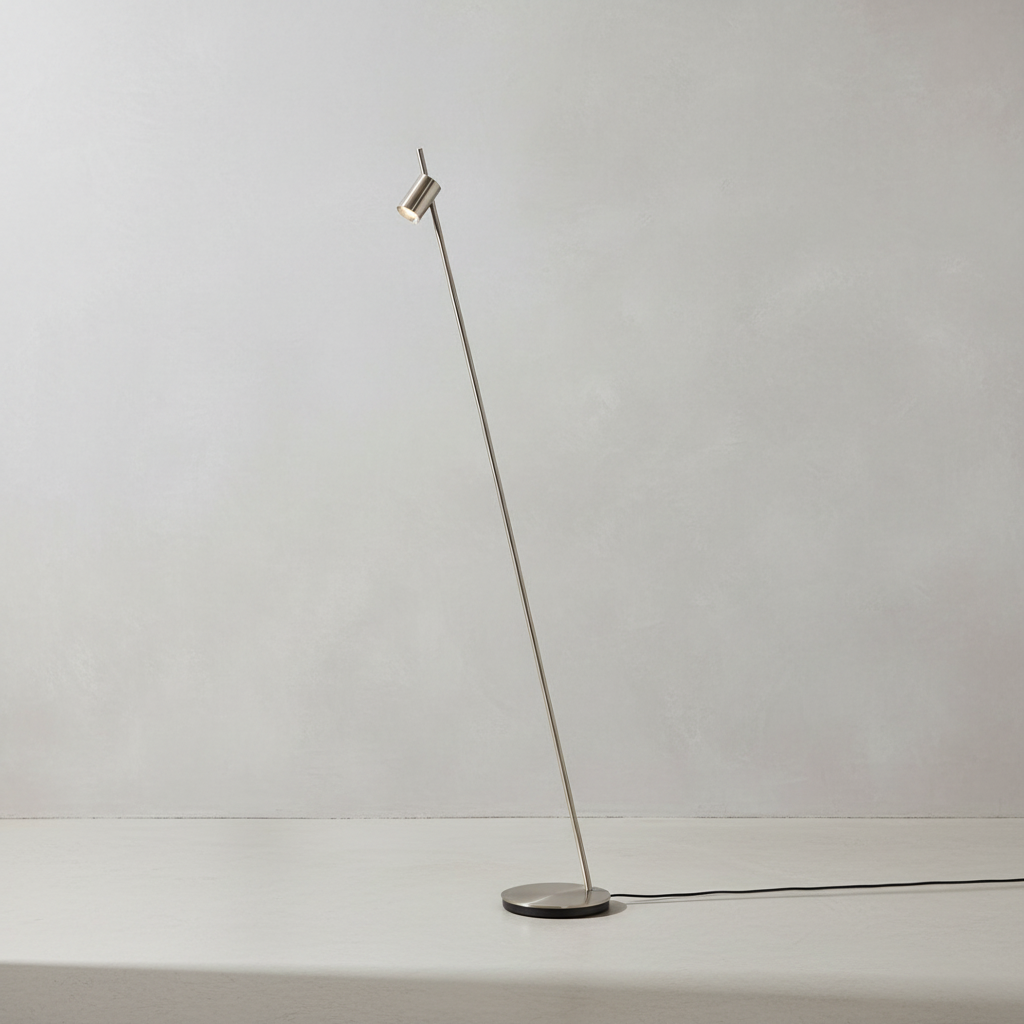 Trizo21 Aude Floor Light nickel with rod extending above shade