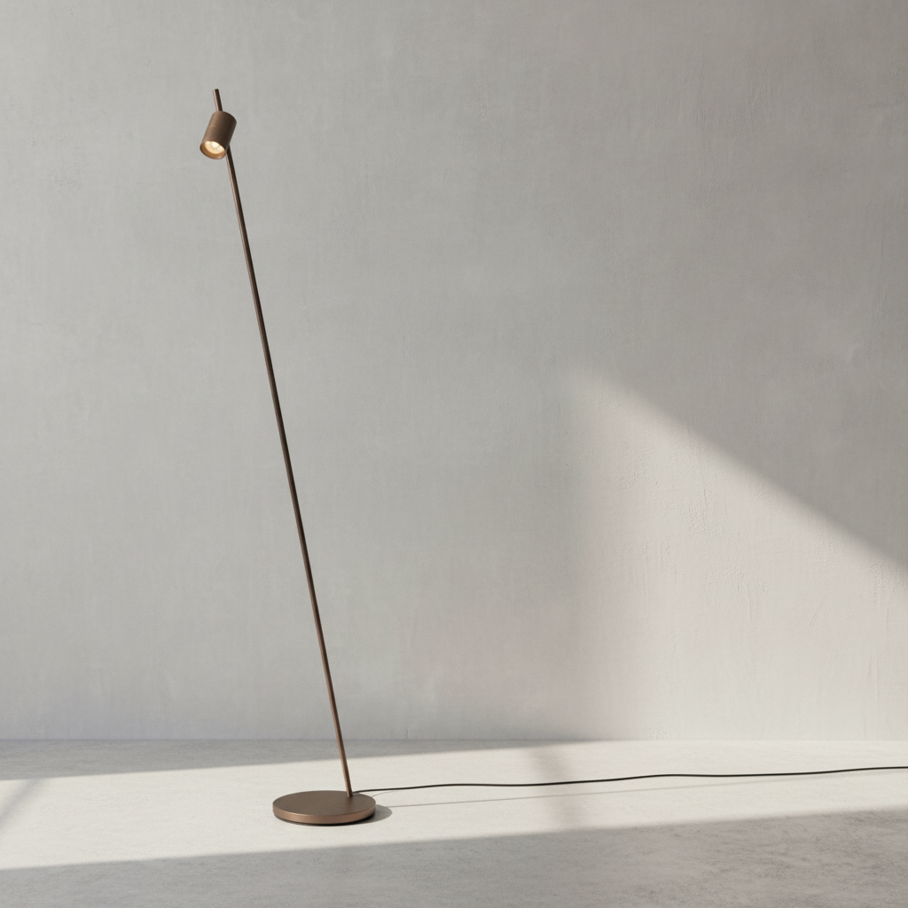 Trizo21 Aude Floor Light on limewash backdrop with concrete floor