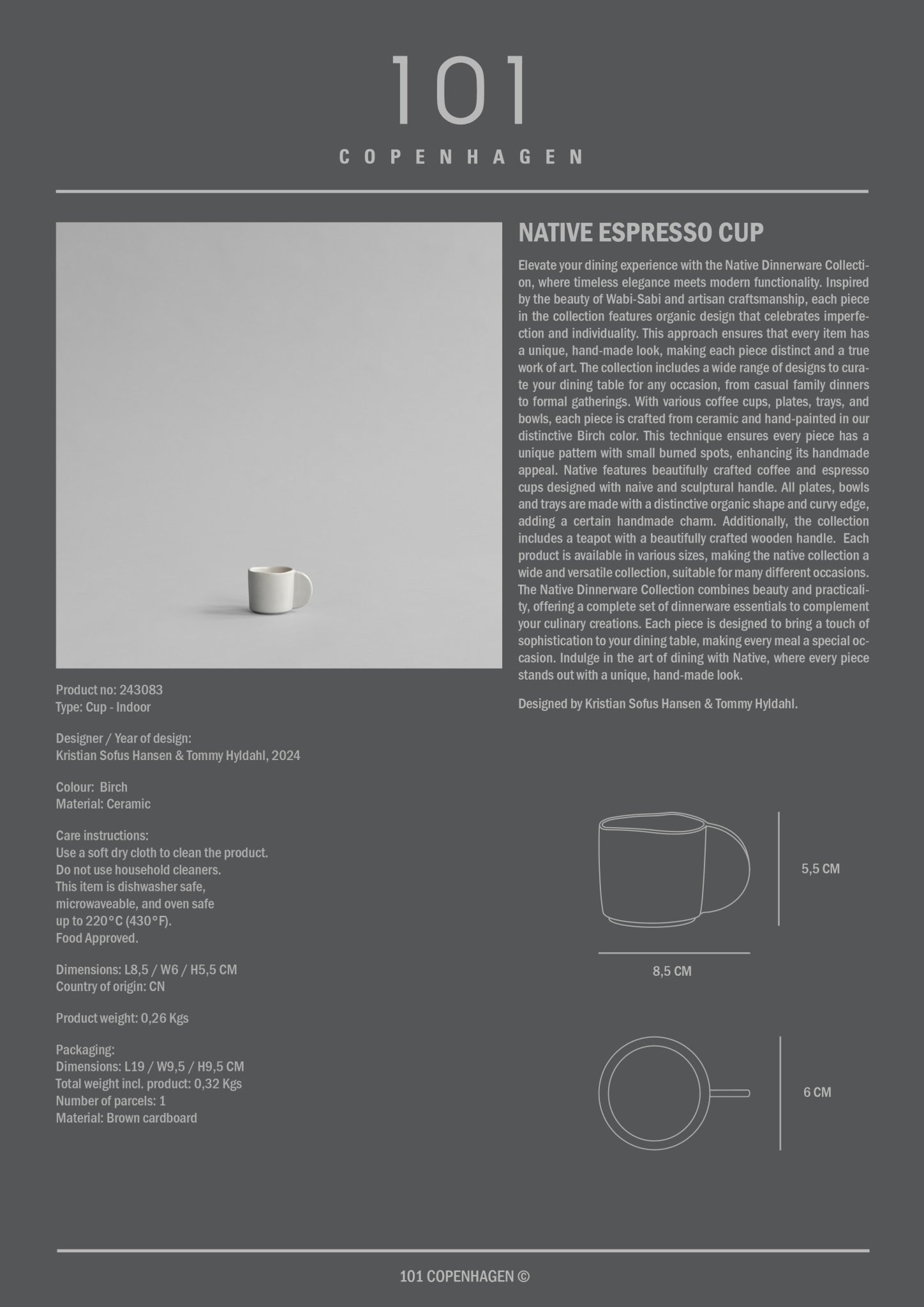 Native Espresso Cup - Birch, 2 Pcs.*