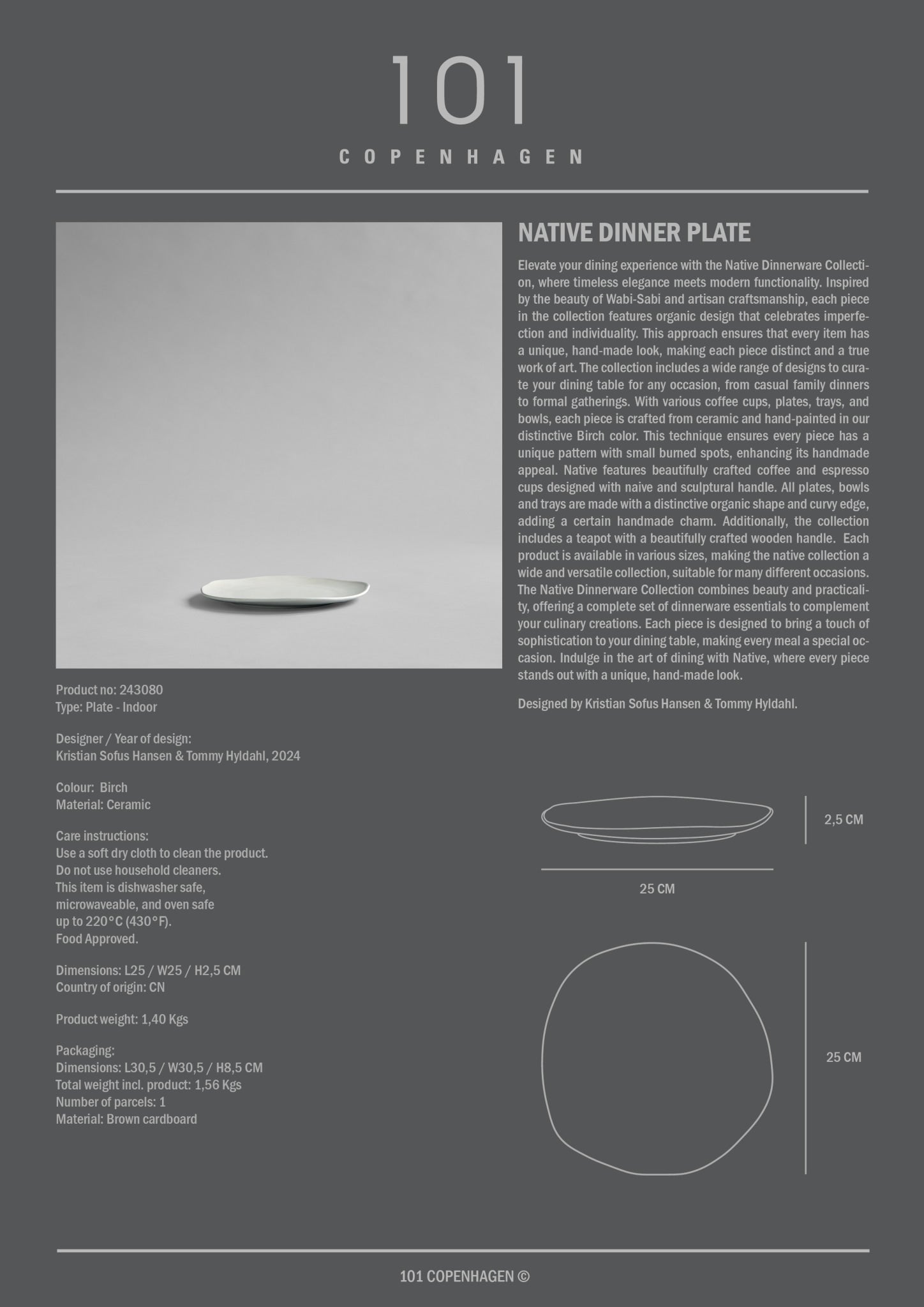 Native Dinner Plate - Birch, 2 Pcs.*