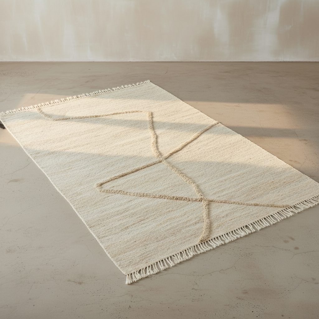 Vuoristo White Woven — 3/5 Natural Daylight, Long Tufting