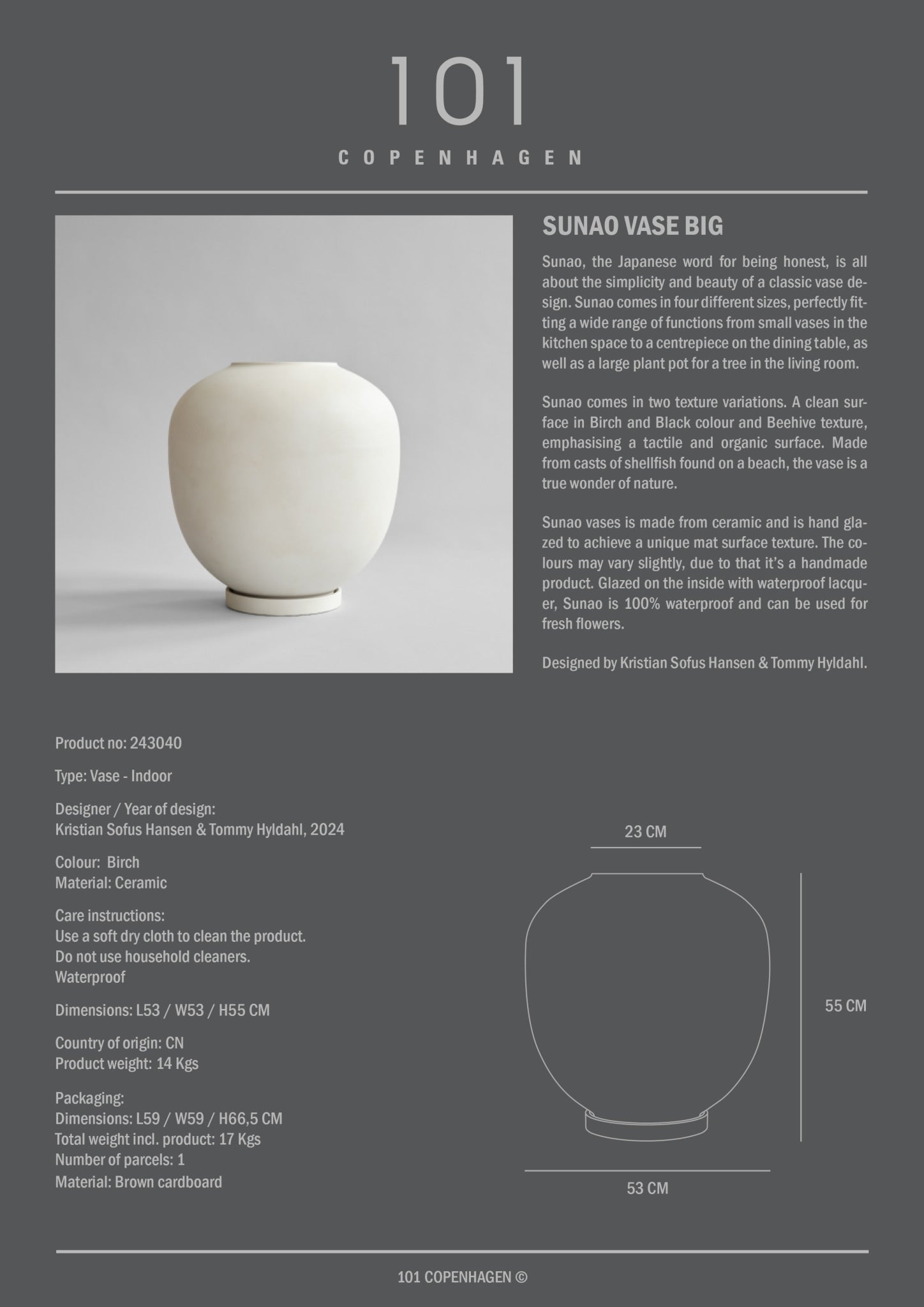 Sunao Vase, Hexa - Birch