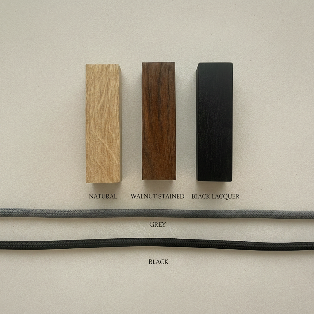 Wood & Cord Swatches – Light Cream Background