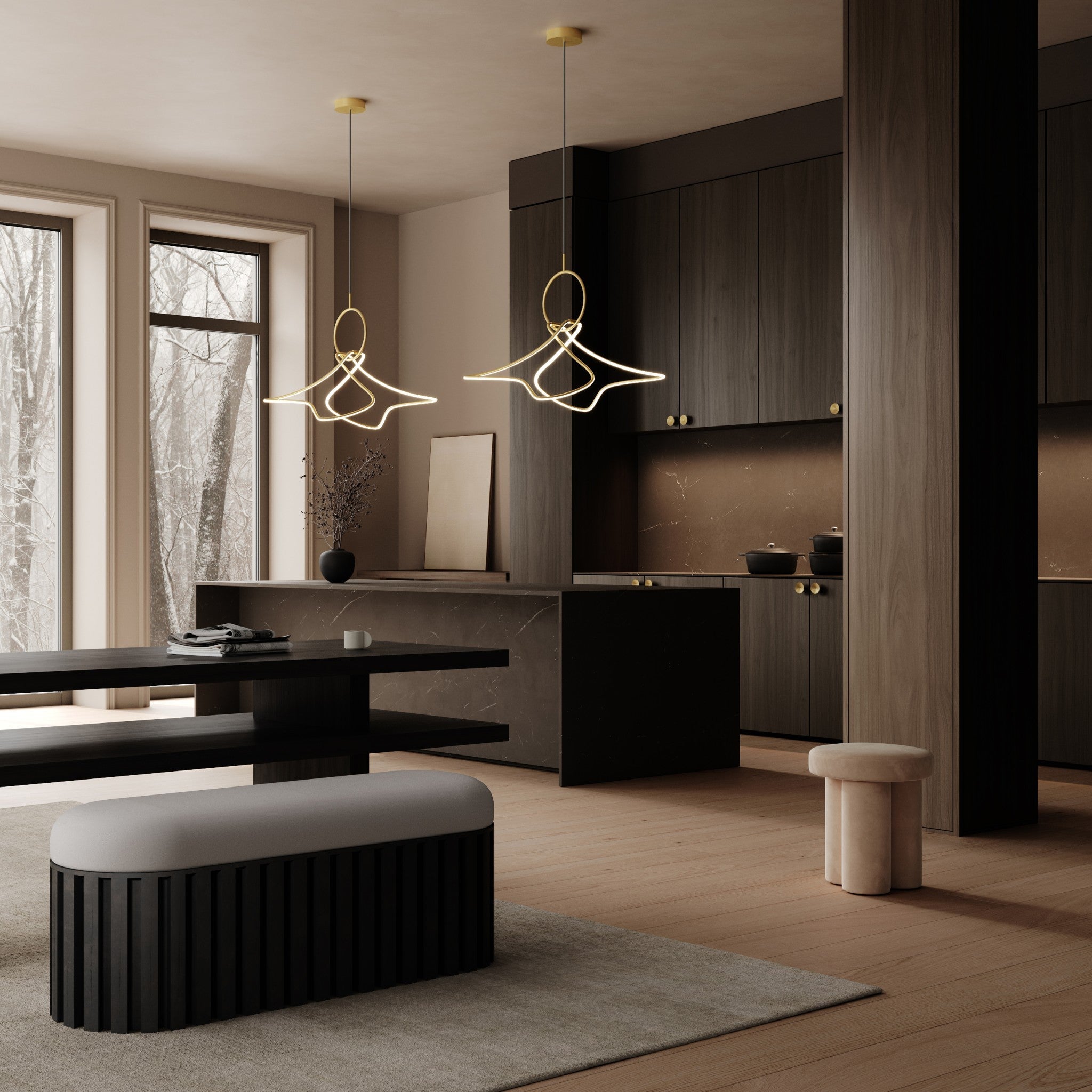 Kumo Chandelier, Mini - Brass
