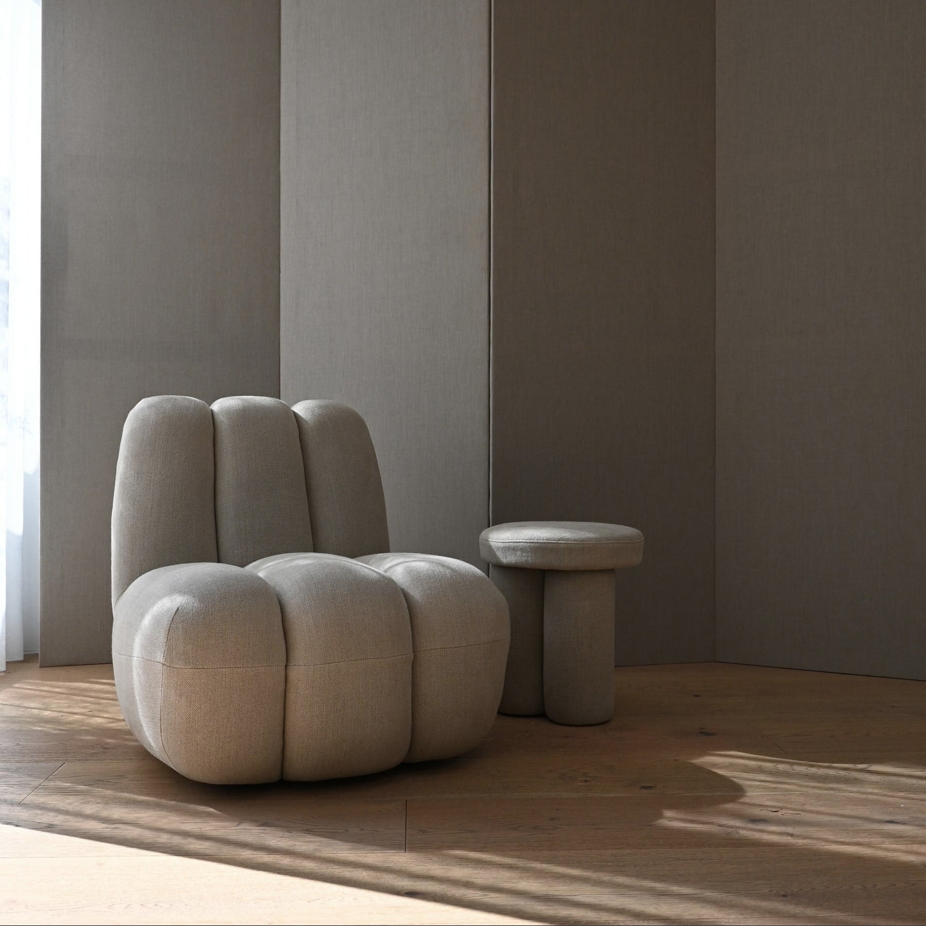 Big Foot Stool - French Linen, Sand