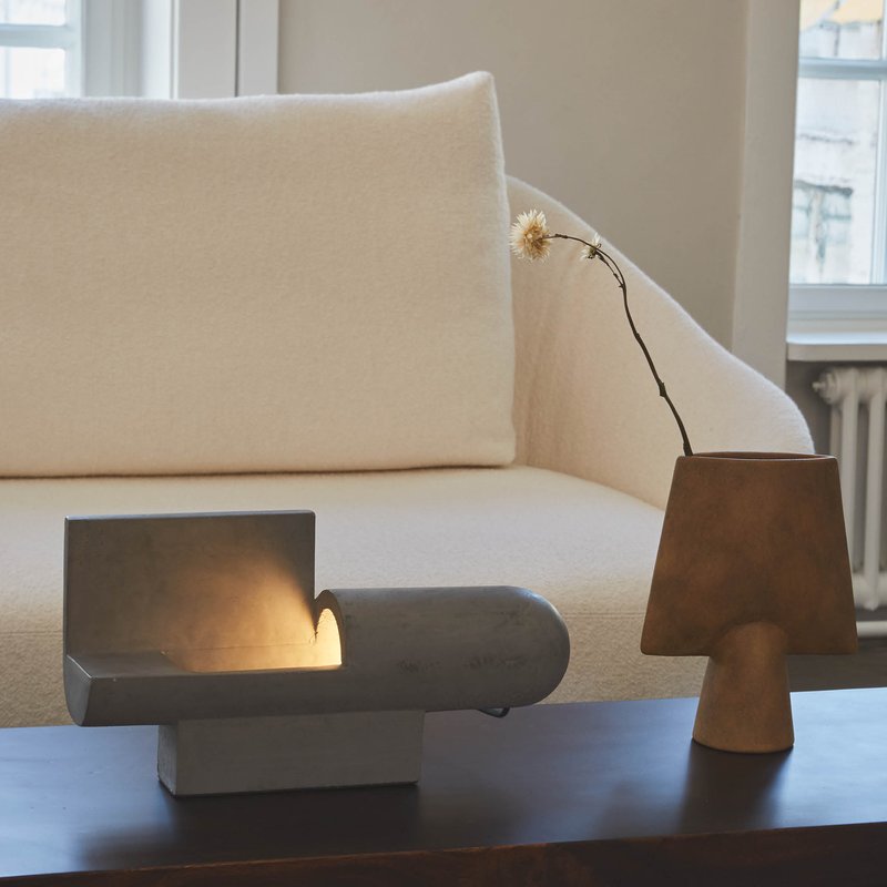 Brutalist Table Lamp, Concrete - Grey*