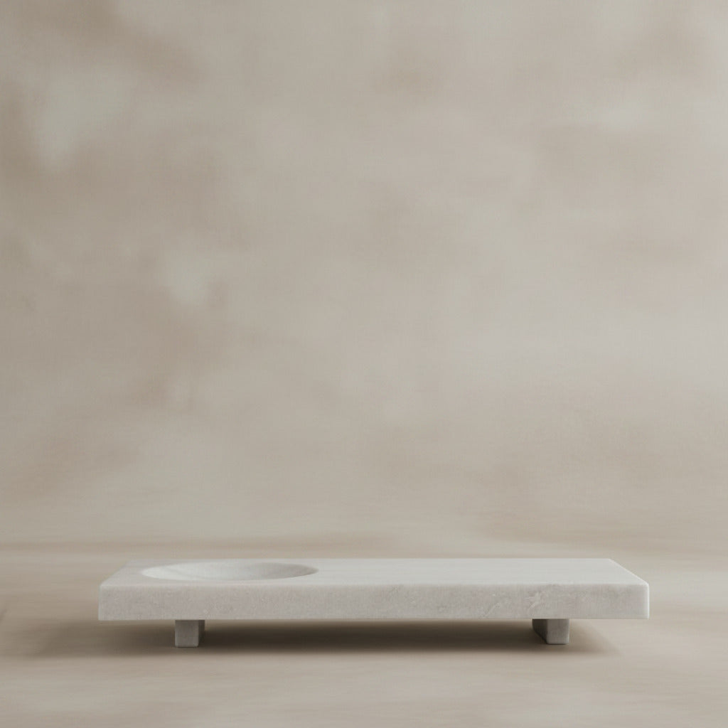 Oka Tray Marble - White