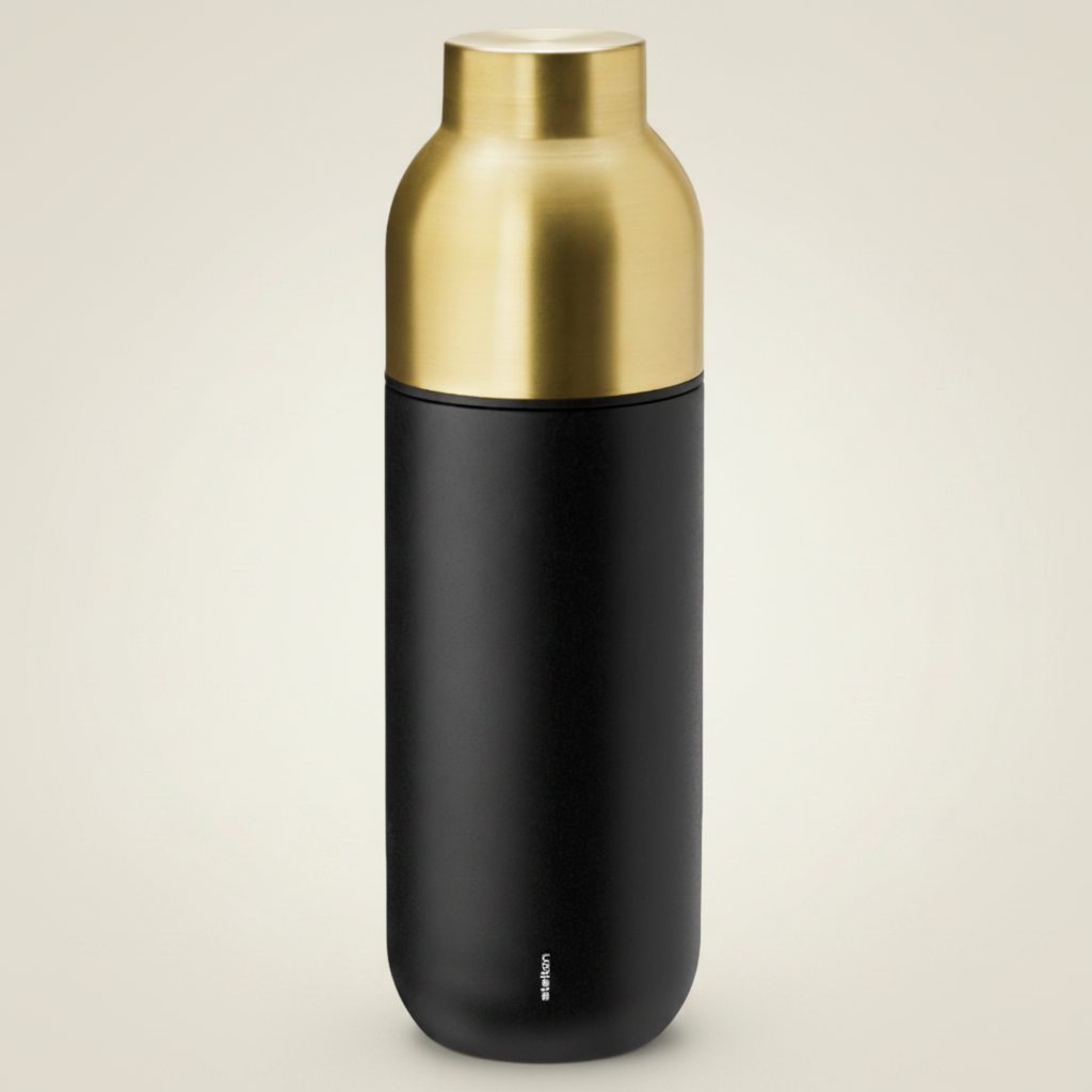 Collar thermo bottle, black / brass