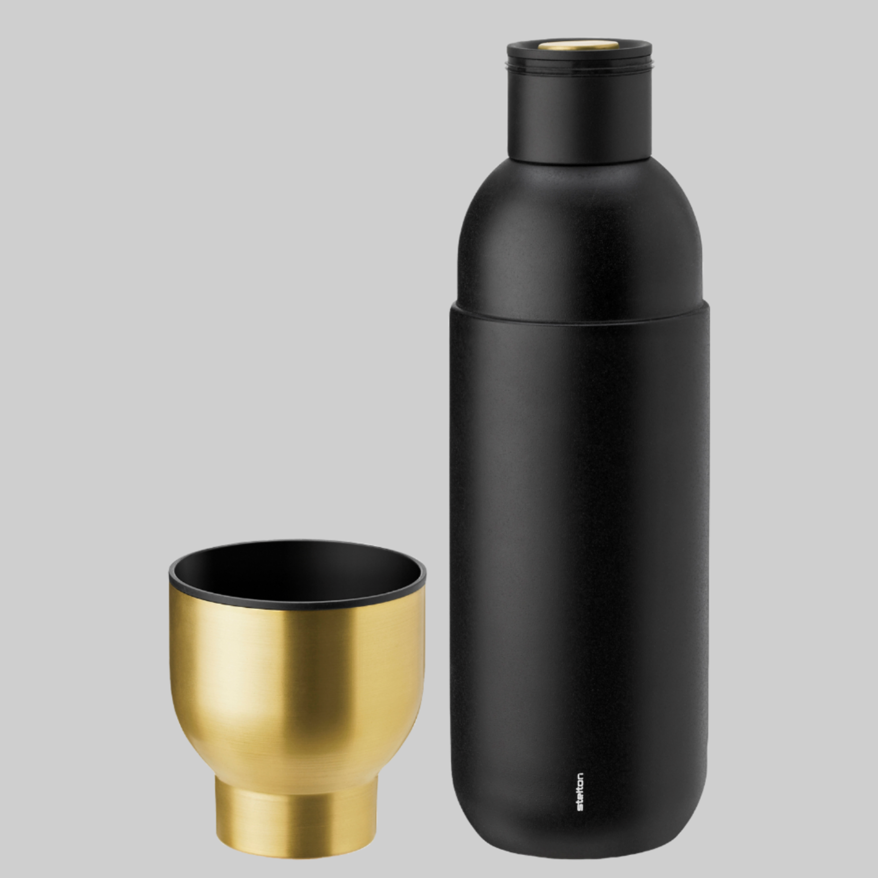 Collar thermo bottle, black / brass