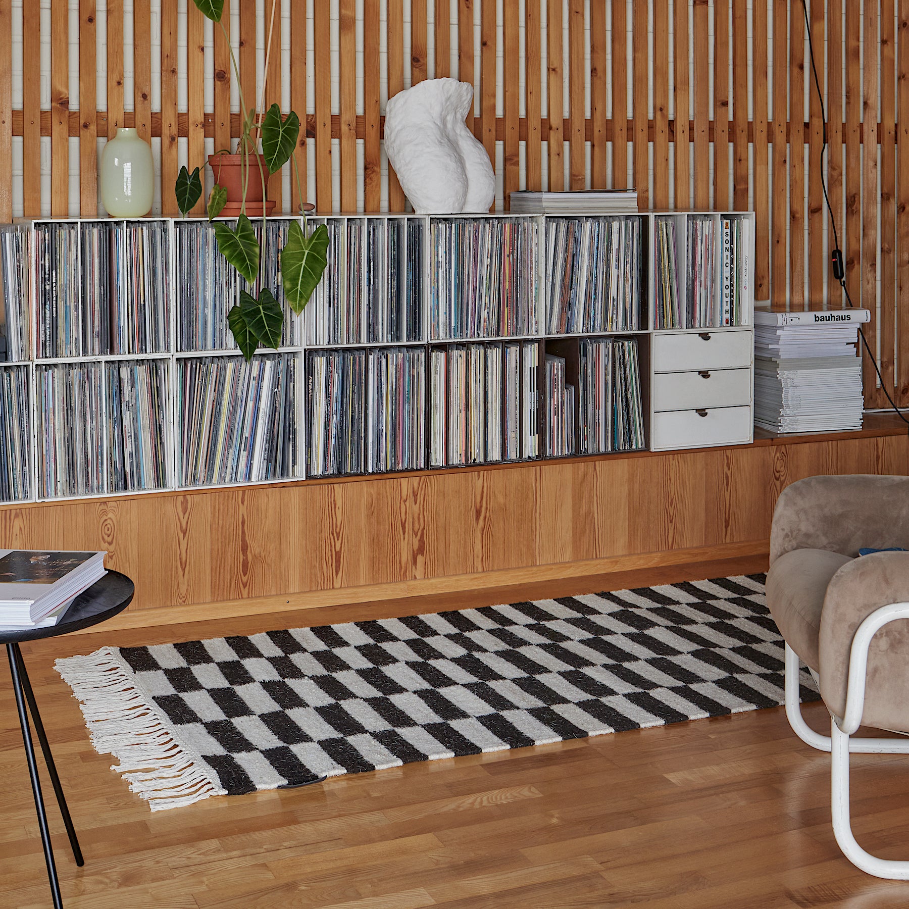 Abeba - White + Black - Hand Woven Rug