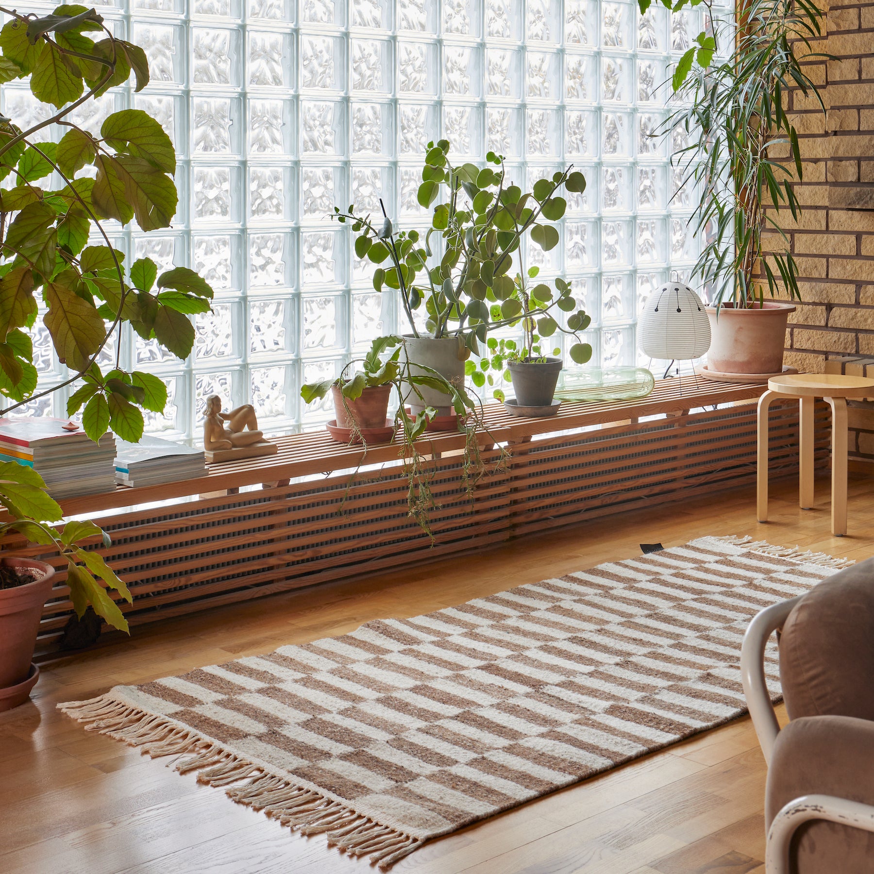 Abeba - White + Brown - Hand Woven Rug