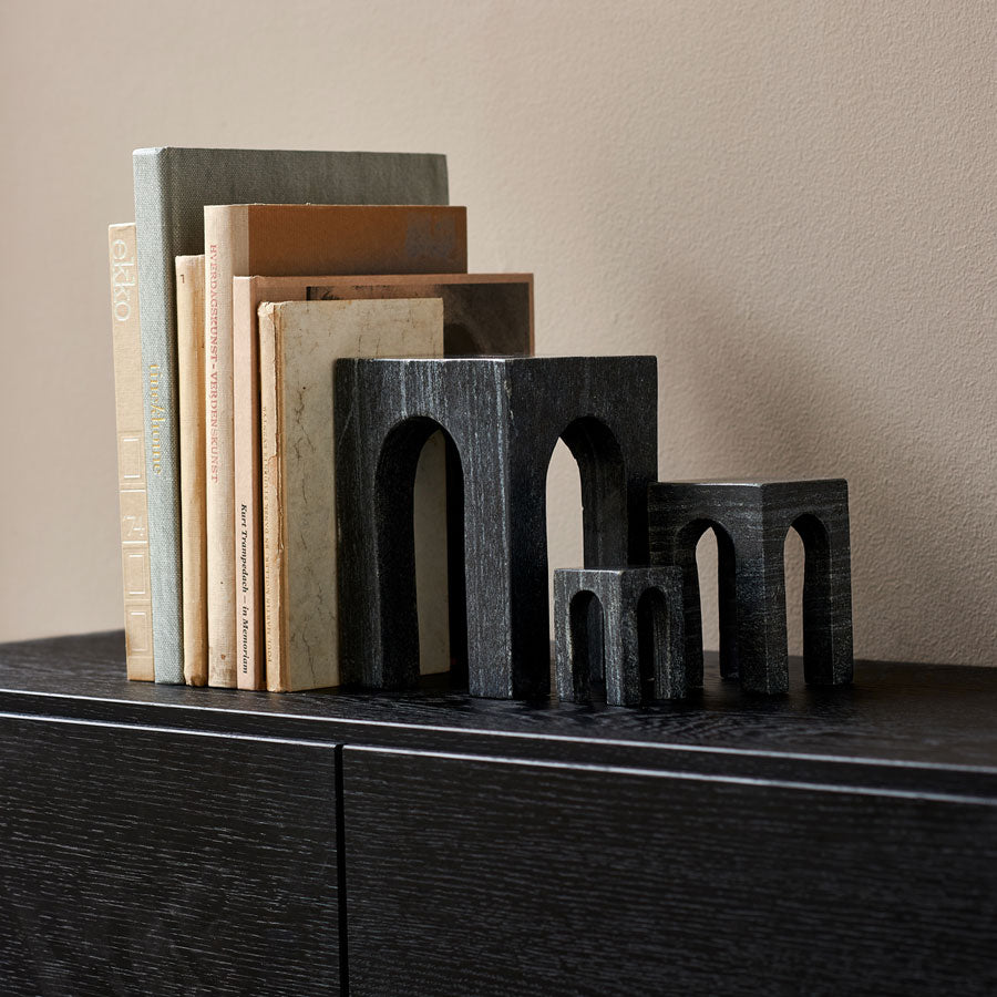 Arkis Bookends/Sculptures - Set of 3, Black Marble