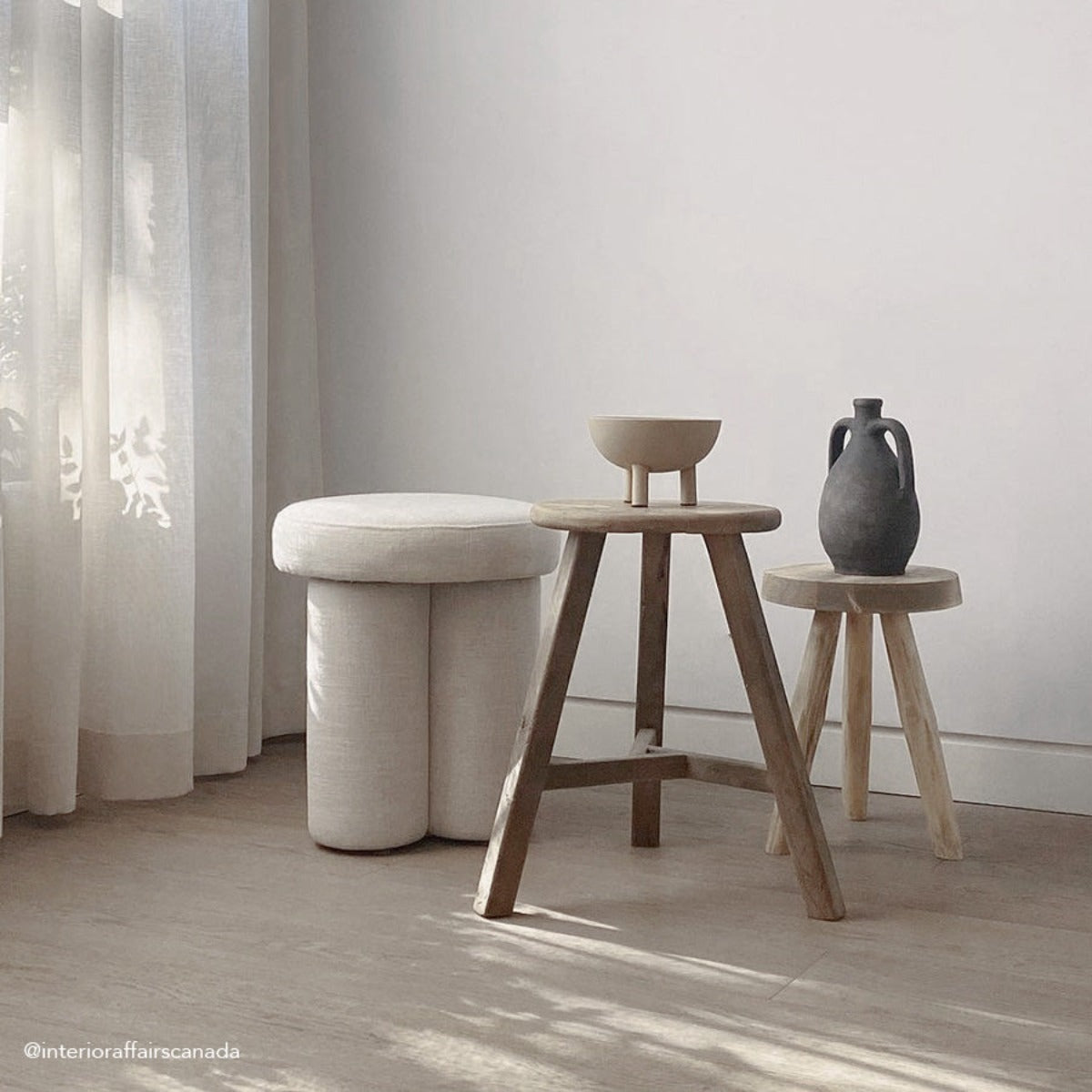Big Foot Stool - Linen Chalk