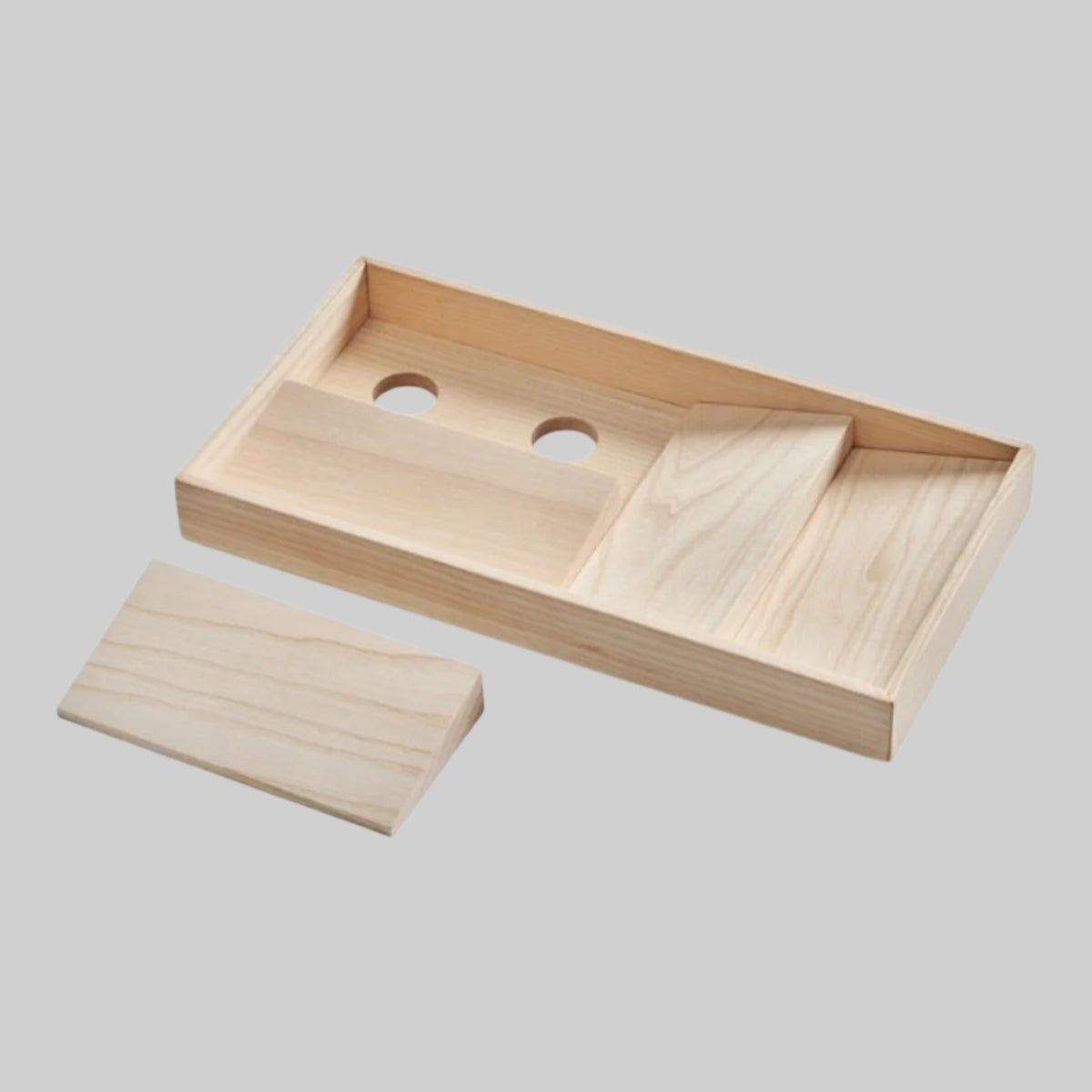 Gejst  Duune Organizer 4 Section, in light blonde wood, holds 4 pairs of sunglasses or use for bracelets, necklaces, watches and jewelry.  Also can be used to hold pencils, pens and office supplies.