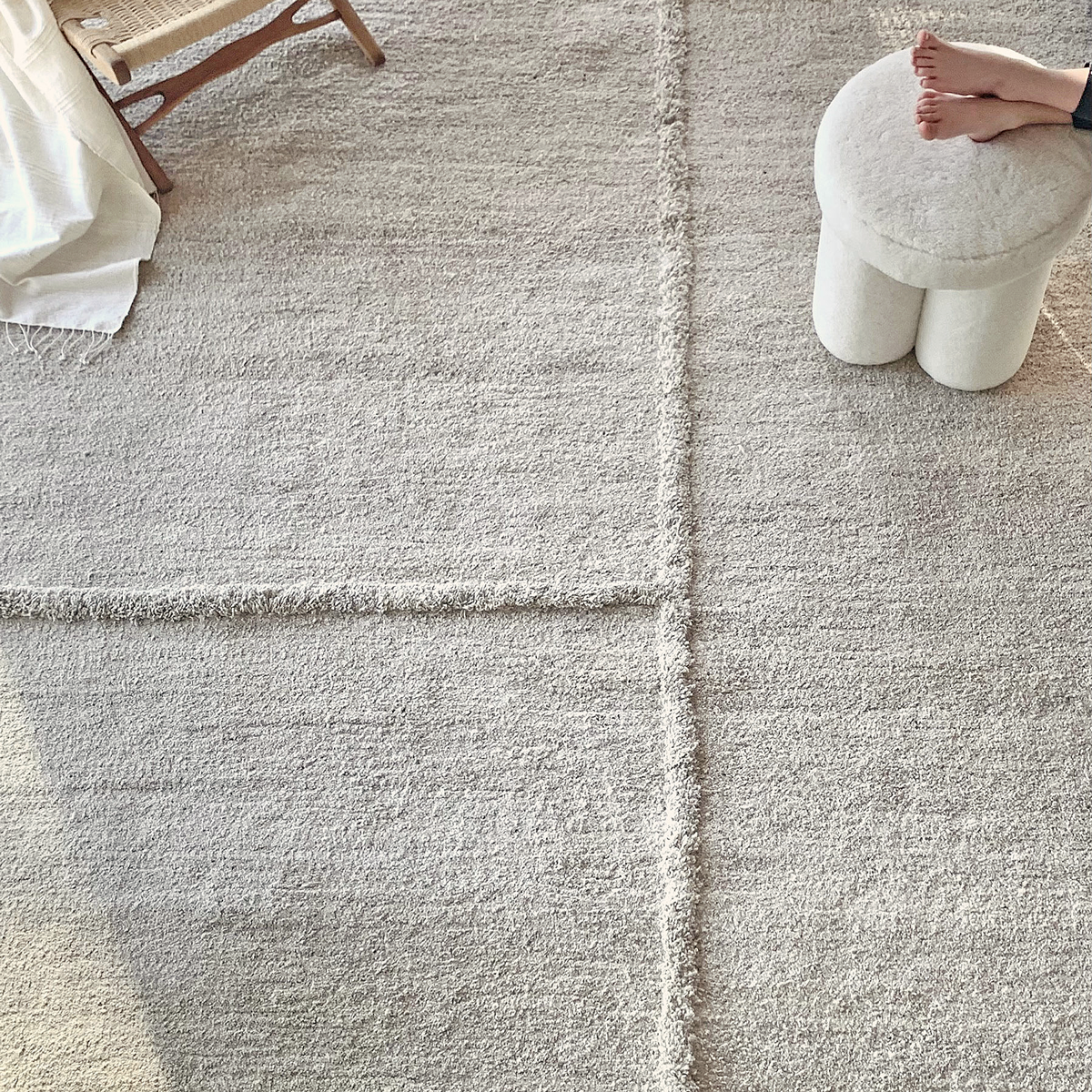 E-1027 White + White - Hand Knotted Rug
