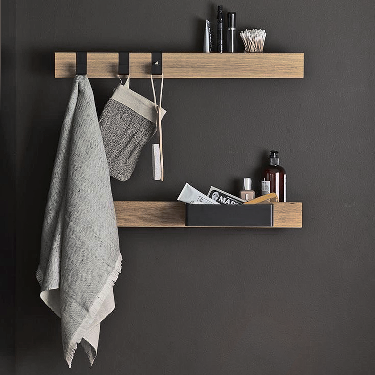 FLEX System magnetic shelf long, oak/black*