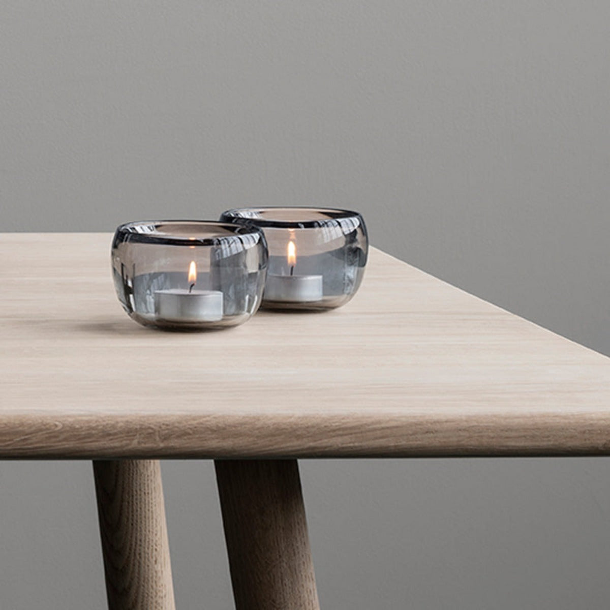 Ora Smoke Glass Tea Light Holders - Set of 2