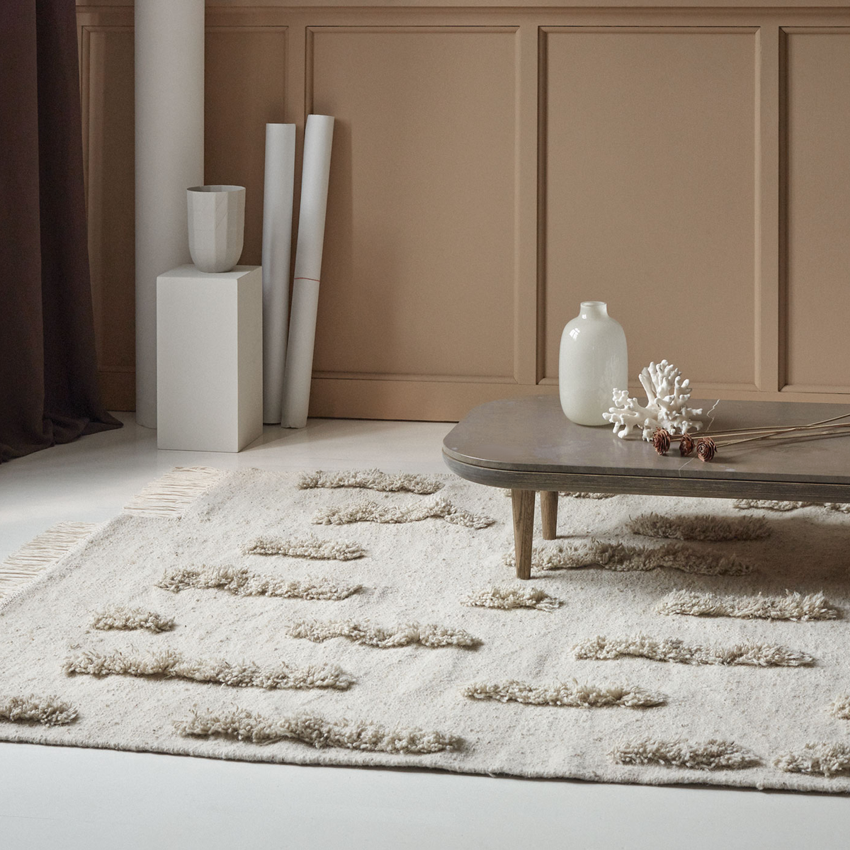 Laine - White + White - Hand Woven Rug