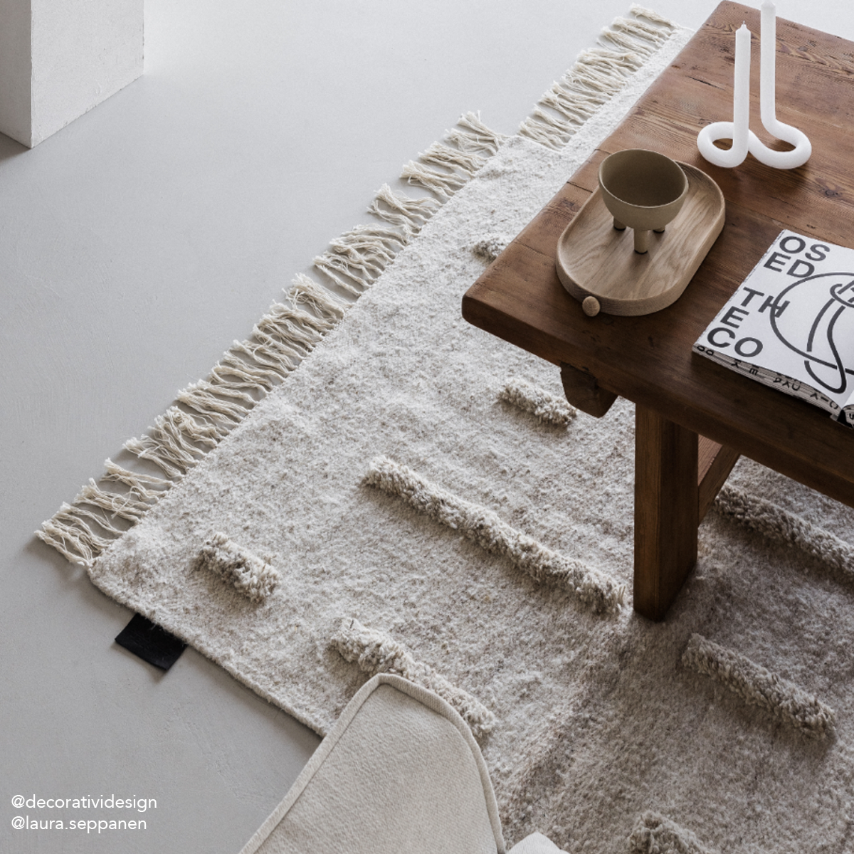 Laine - White + White - Hand Woven Rug