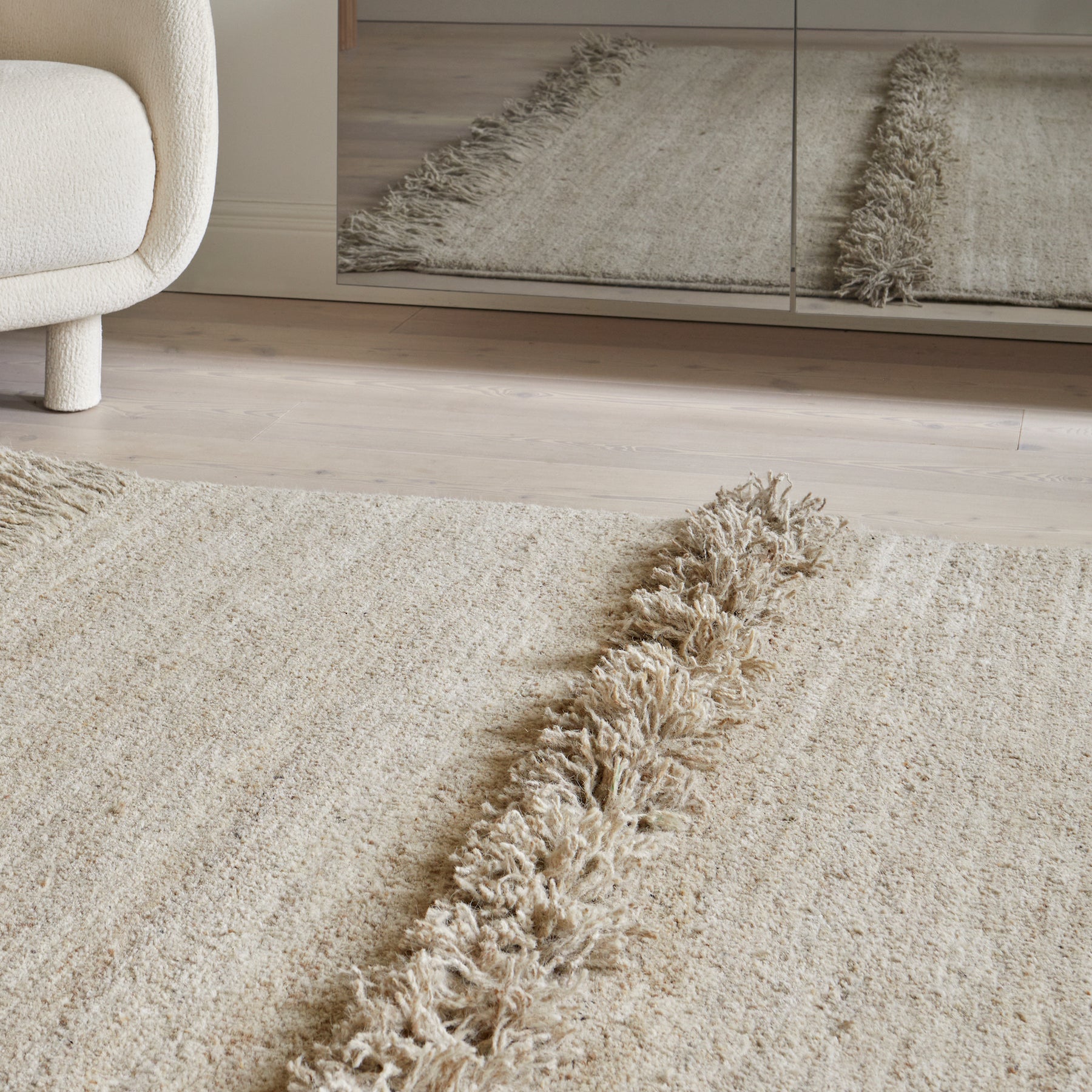 Nurja - White + White - Hand Knotted Rug