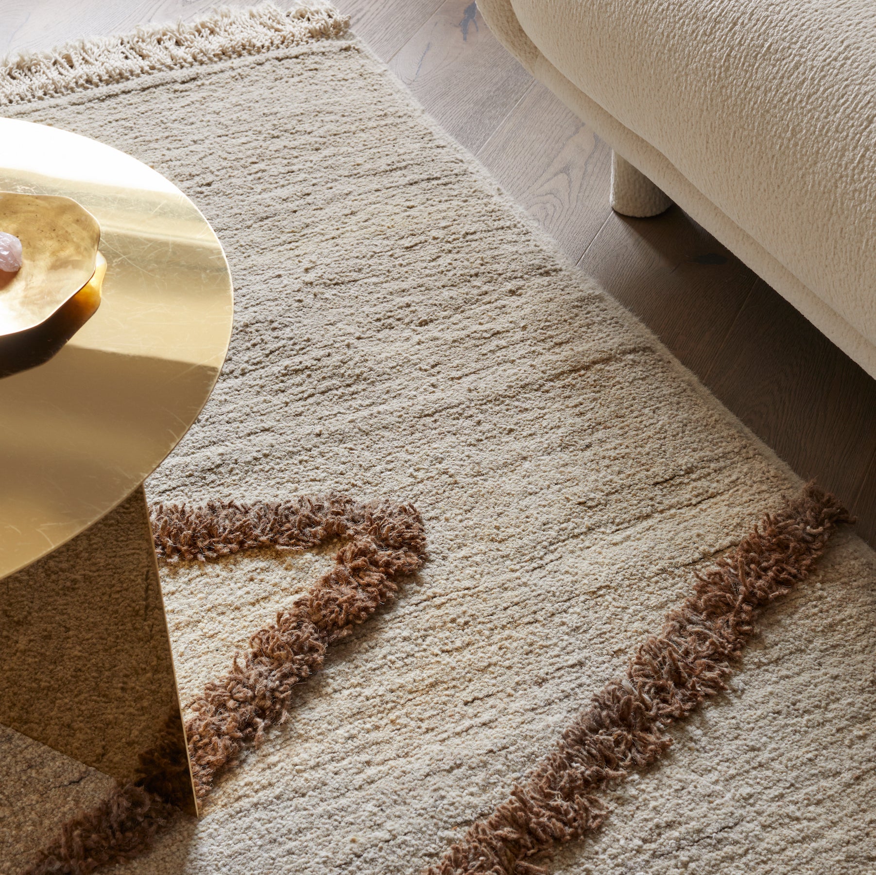 Vuoristo - White + Brown - Hand Knotted Rug