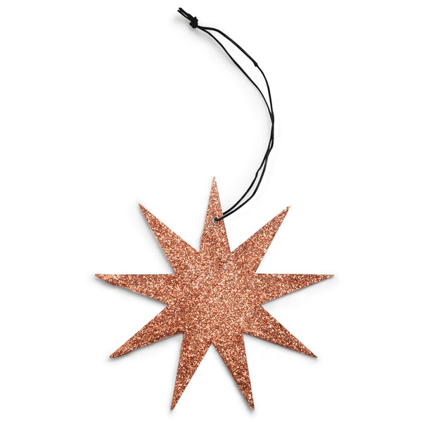 Holiday Ornament - 9-point glitter star, copper  (box of 25)