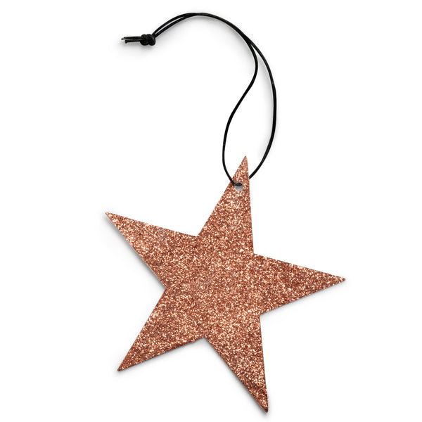 Holiday Ornament - 5-point glitter star, copper  (box of 25)
