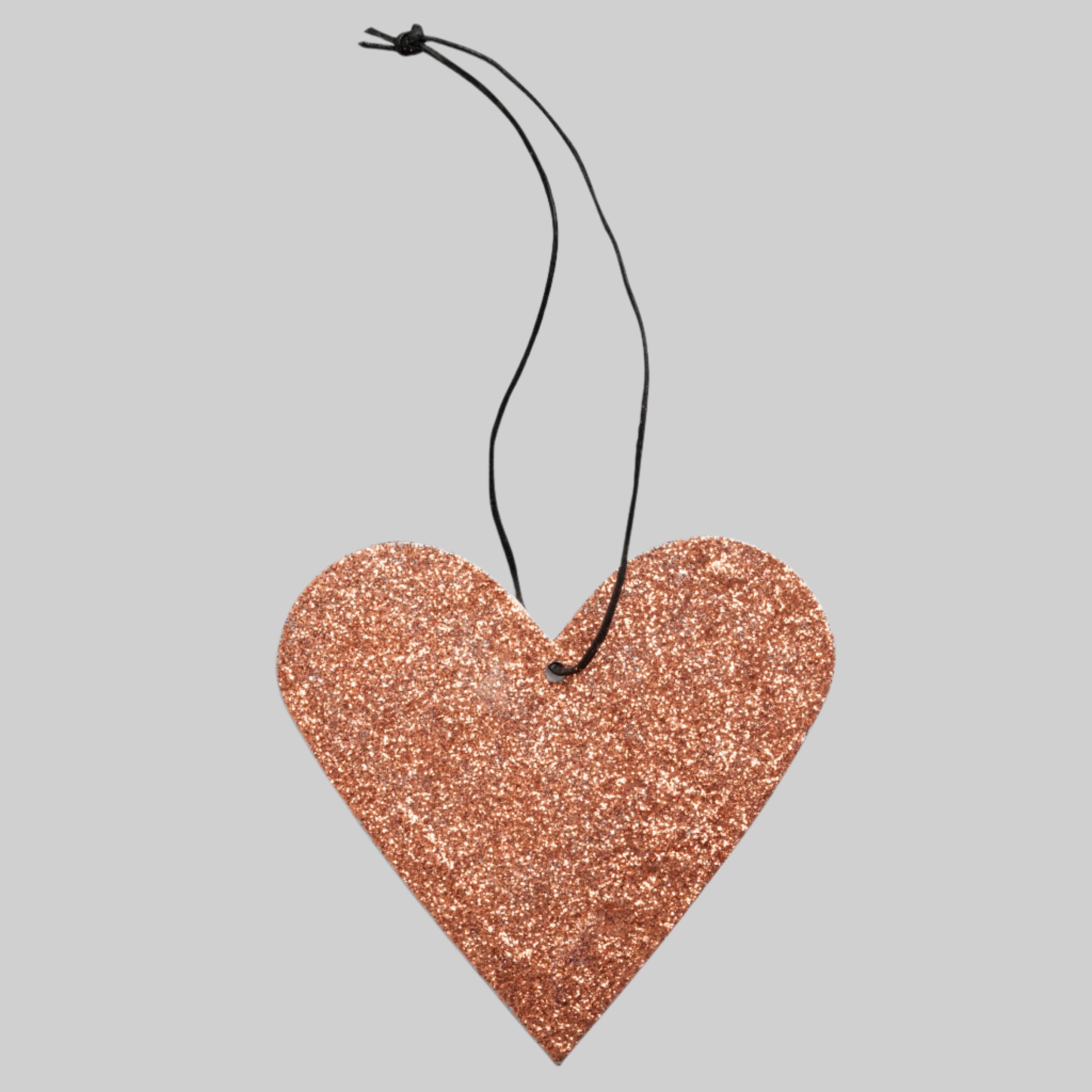 Holiday Ornament - glitter heart, copper. (box of 25)