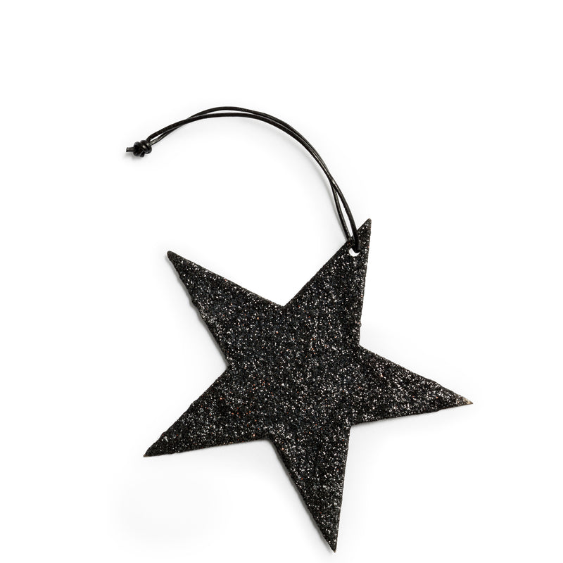 Holiday Ornament - 5-point glitter star, black (box of 25)