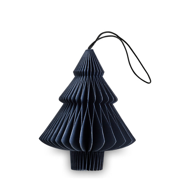 Holiday Ornament - paper tree, midnight blue. (box of 12)