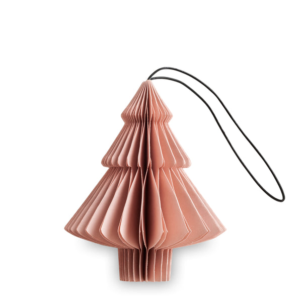Holiday Ornament - paper tree, dusty rose. (box of 12)