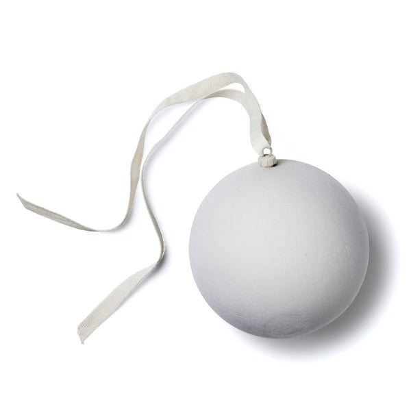 Holiday Ornament - Velvety tone, large creme/dove grey (box of 12)