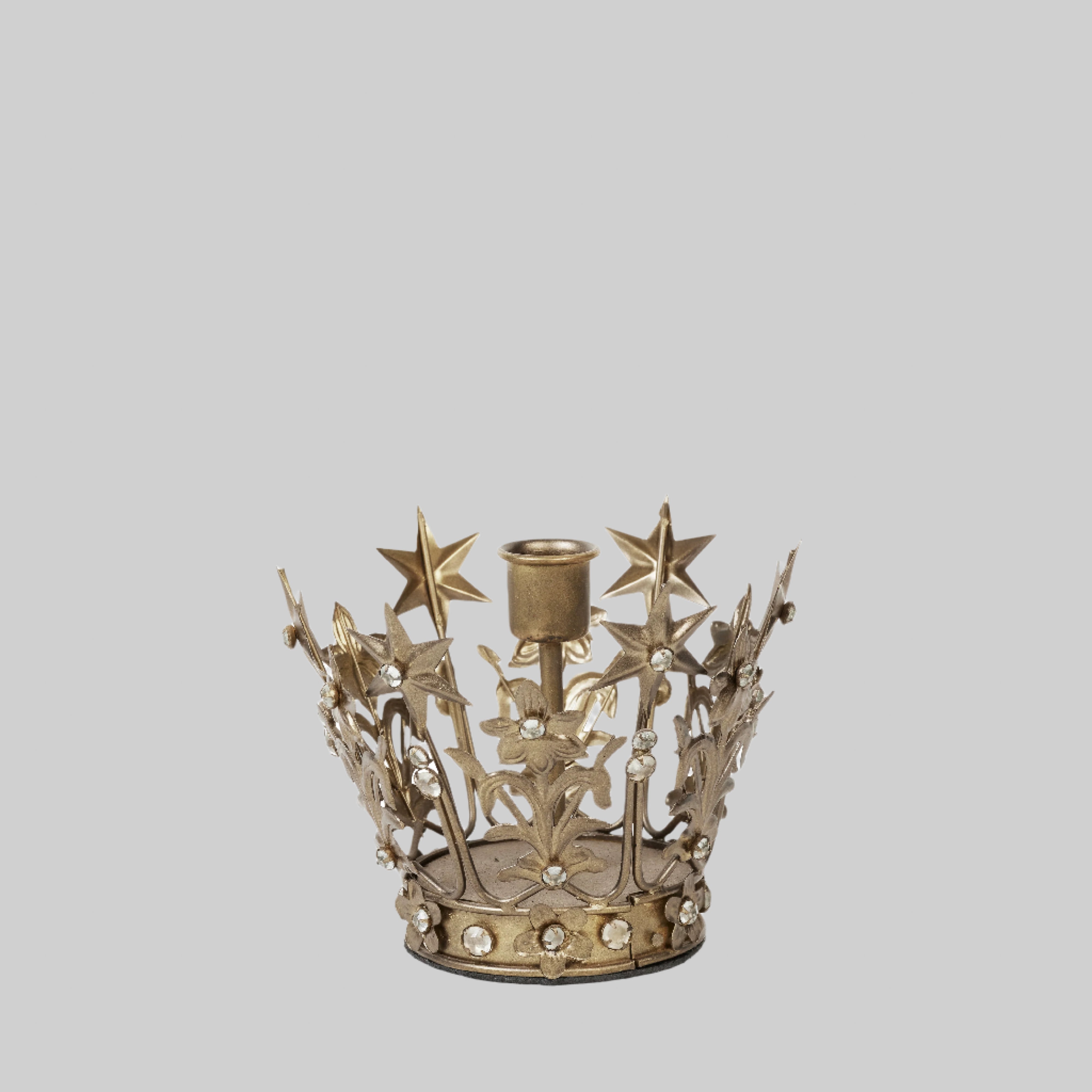 NOSTALGIA crown candleholder, single - antique golden