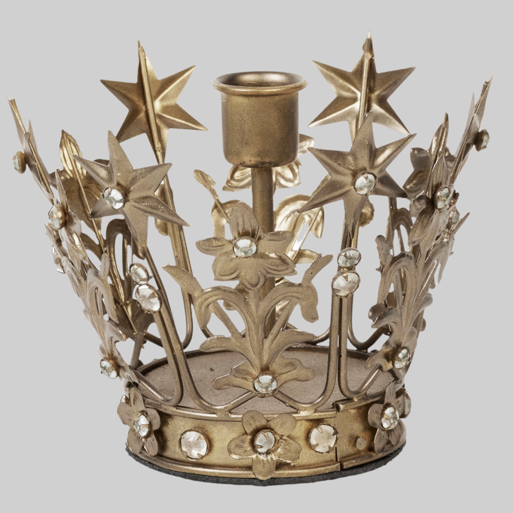 NOSTALGIA crown candleholder, single - antique golden