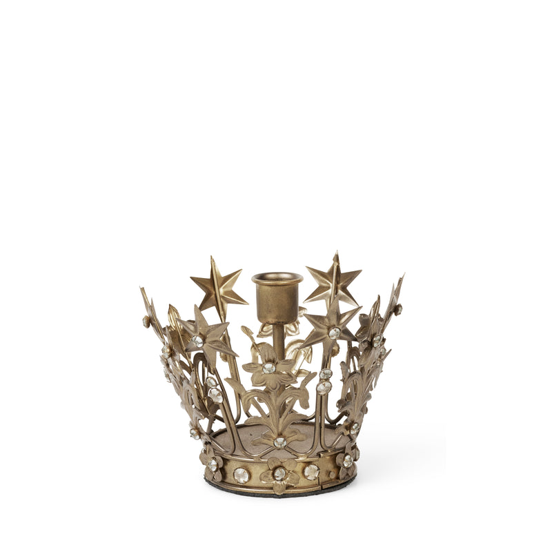 NOSTALGIA crown candleholder, single - antique golden