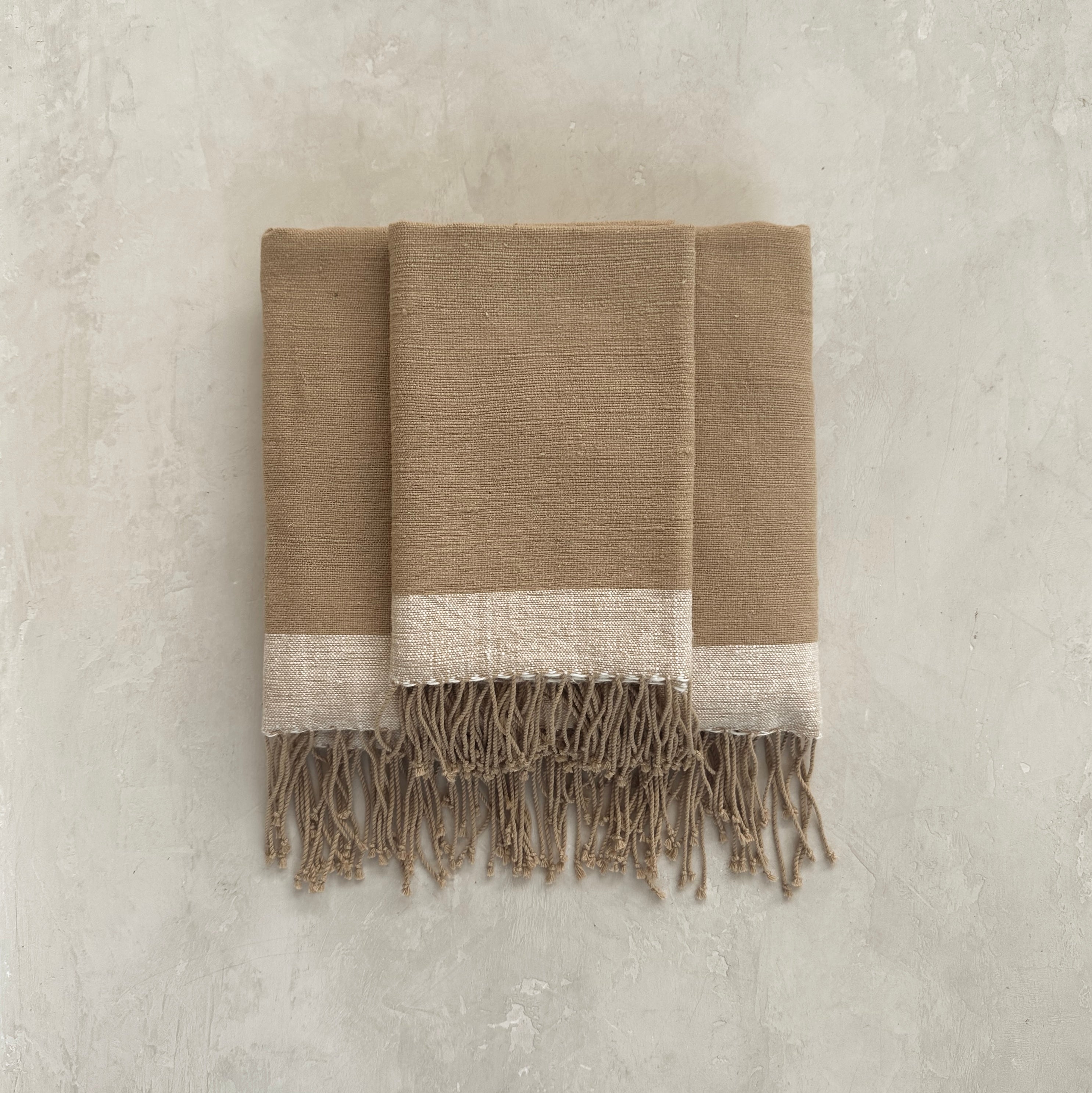 Savu Towel, Brown with Beige Edge - Hand Woven