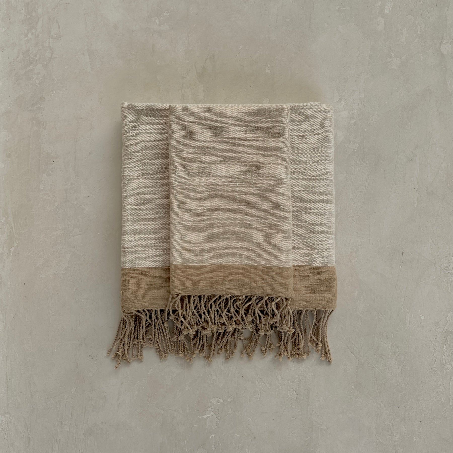 Savu Towel, Beige with Brown Edge - Hand Woven