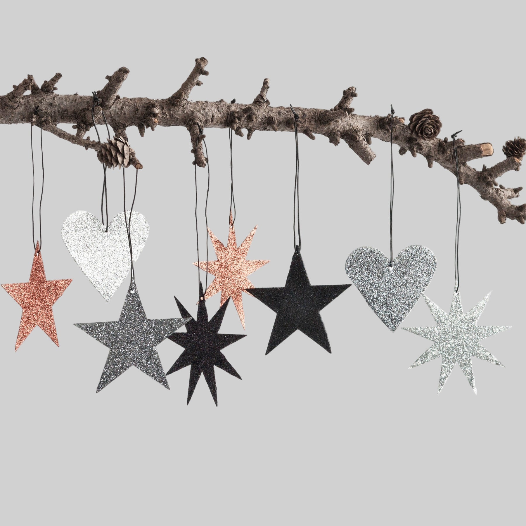 Holiday Ornament - 9-point glitter star, copper (box of 12)