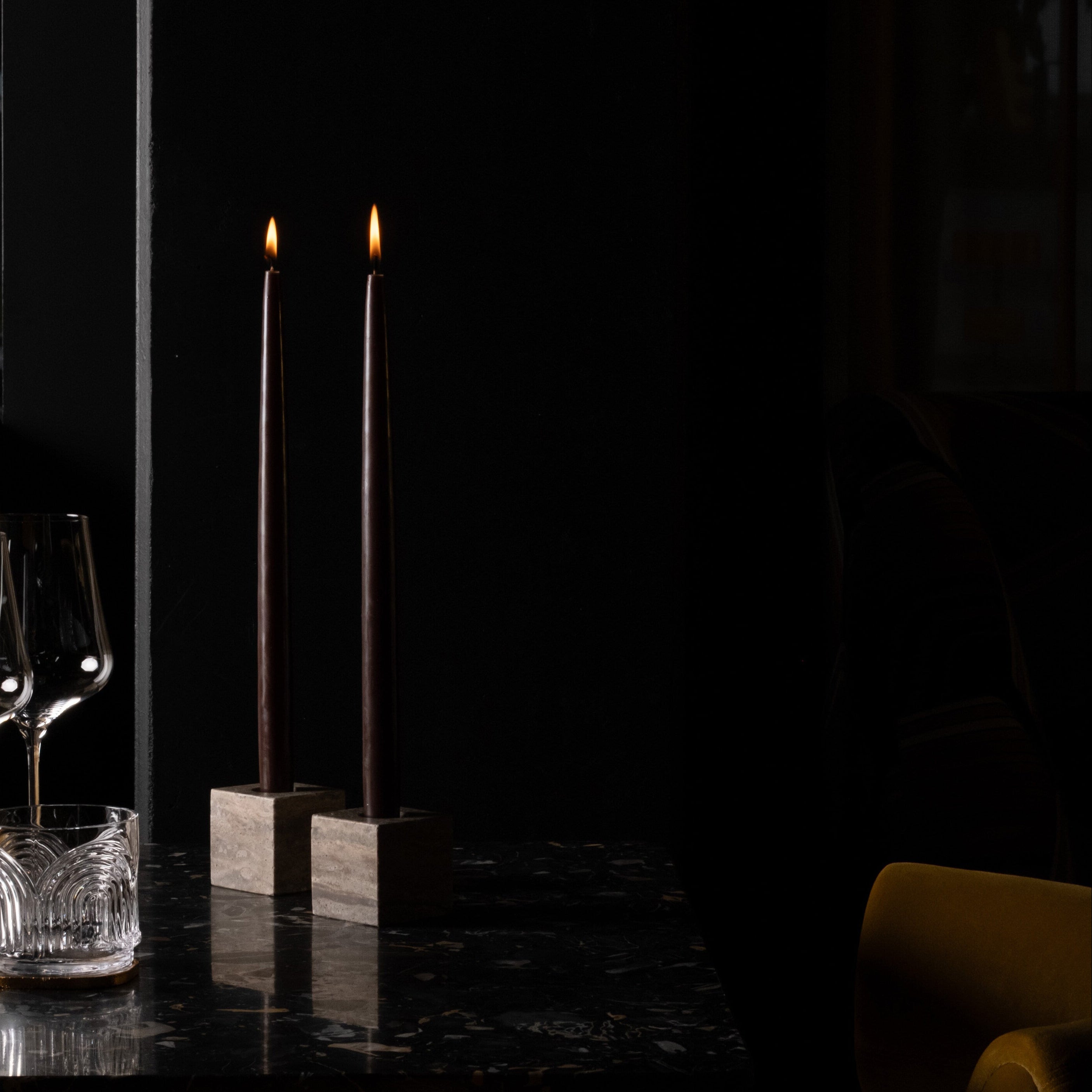 101 Copenhagen - Cube Candle Holders -  Silver Travertine - Candle Holder
